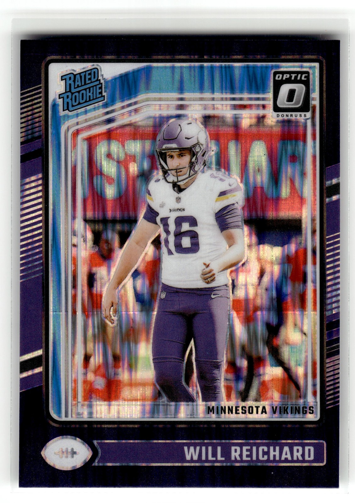 Will Reichard 2024 Donruss Optic #297 Minnesota Vikings Purple Shock RC