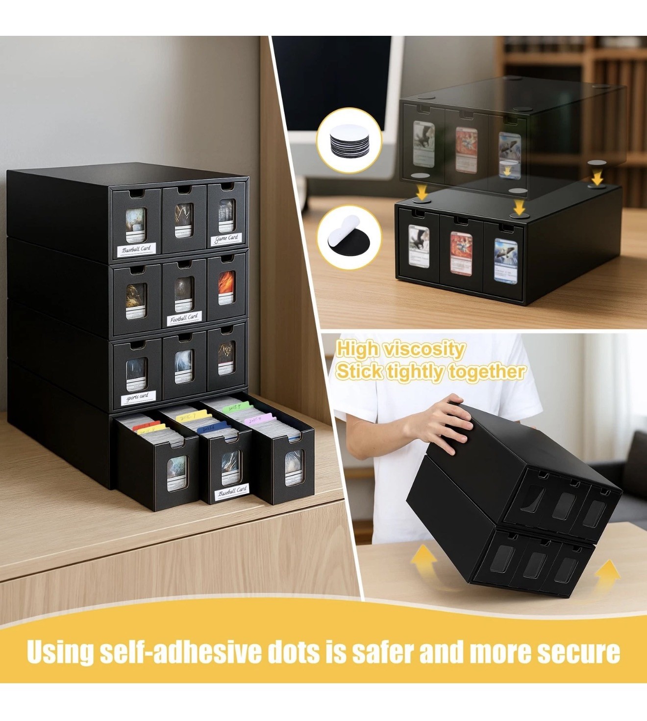 Trading Card Storage Box 12 Drawers Cardboard Organizer with Dividers for top…