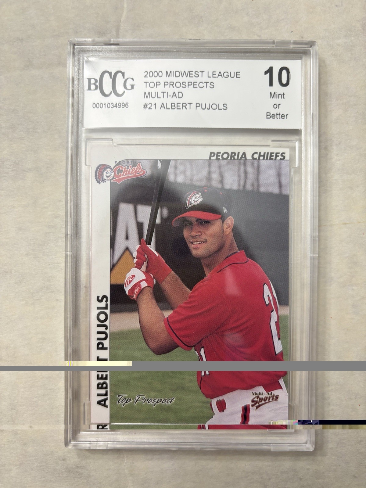 ✨2000 Multi-Ad Albert Pujols Midwest League Top Prospects BCCG 10 MINT 1st Pro