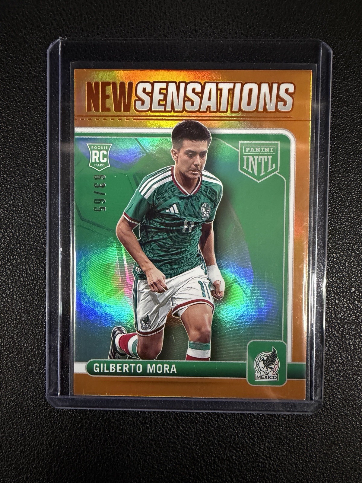 2026 Panini Intl Mexico GILBERTO MORA New Sensations #2 Rookie #’d /65 Gold Foil