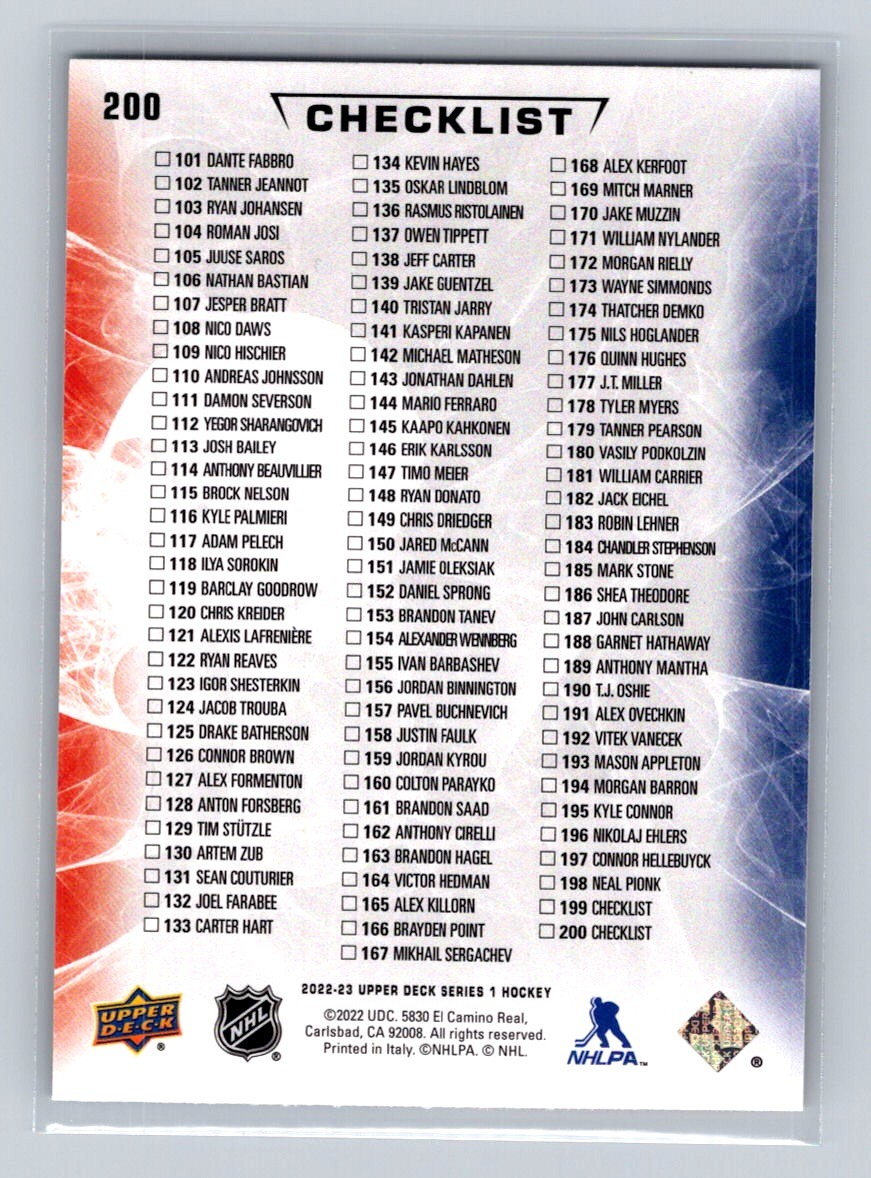 2022-23 Upper Deck #200 Barkov / Point CL Panthers / Lightning
