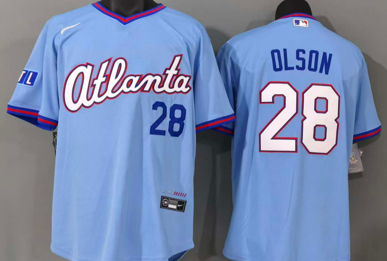 ​​Tariffs​ Free! ATL Braves City Connect Pullover Powder Blue Sewn Jersey.