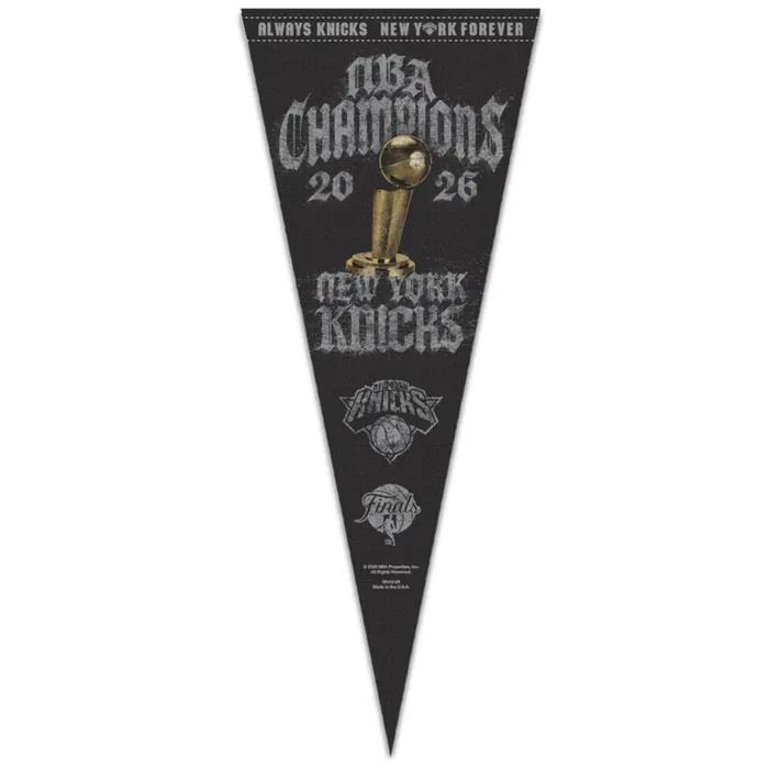 NEW YORK KNICKS ON COURT PREMIUM PENNANT 12″X30″ 2026 NBA FINALS CHAMPS WINCRAFT