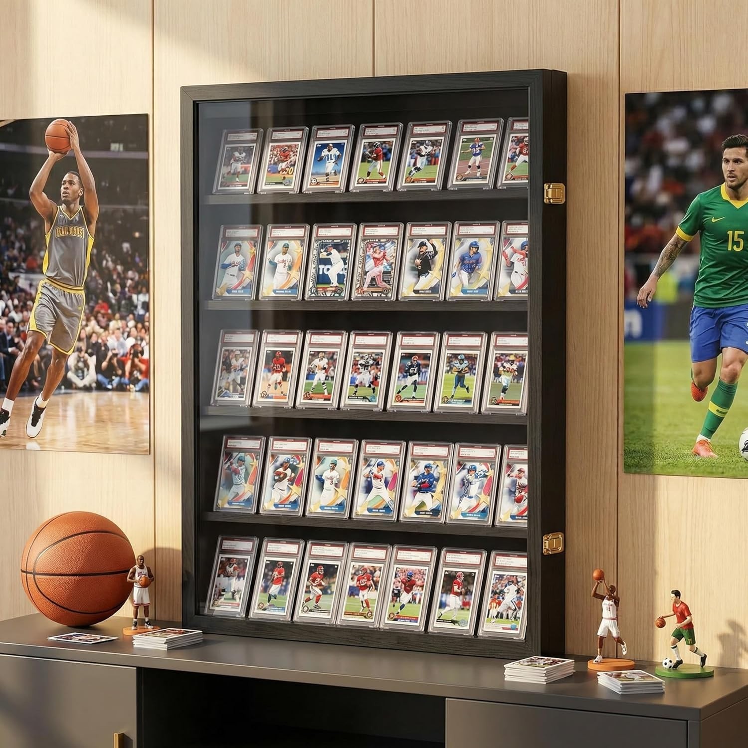 35 Baseball Card Display Case – Graded Sports Card Display Frame Metal Clasp & U