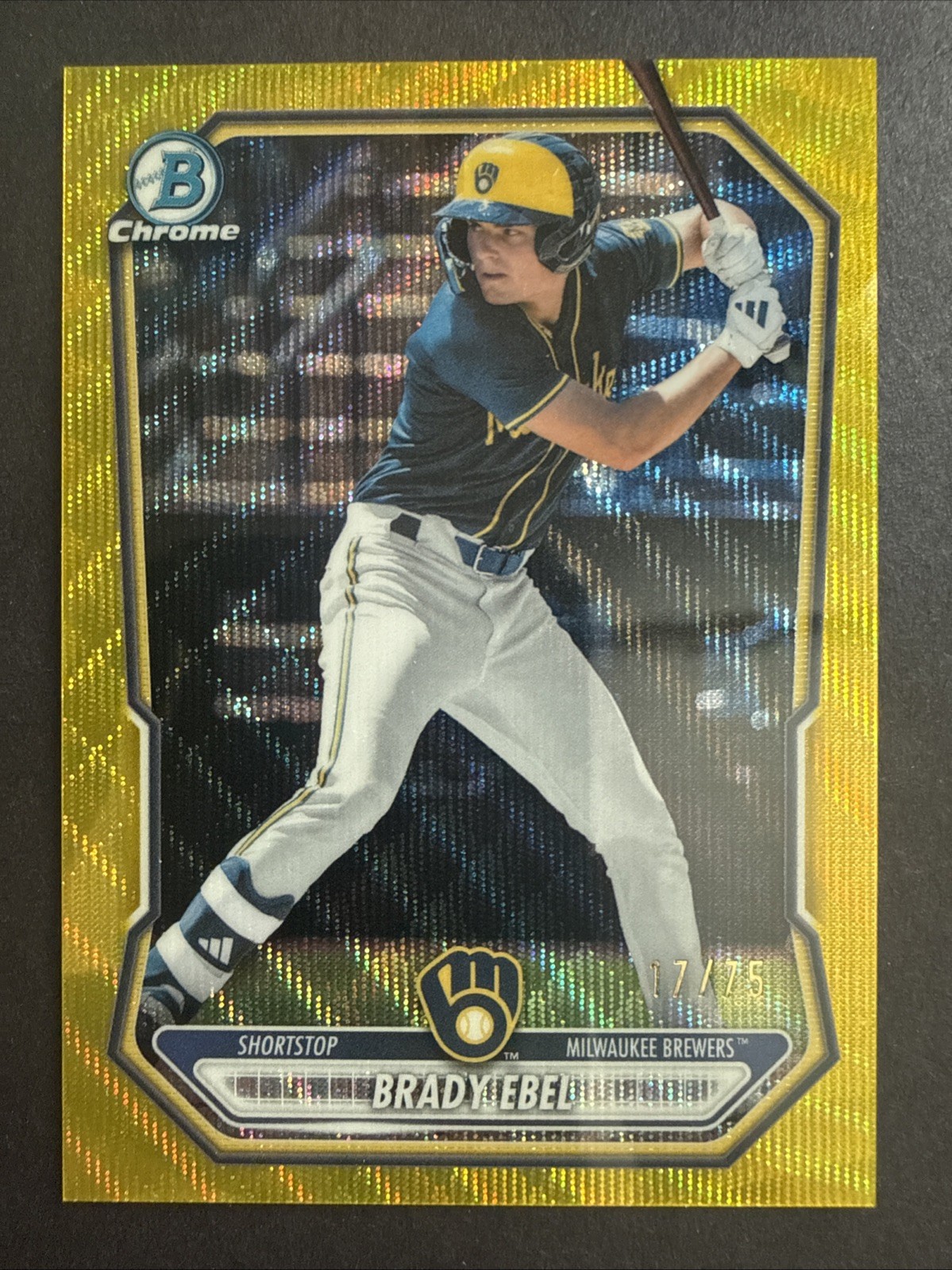 2026 Bowman Brady Ebel Yellow Wave Refractor/75 Brewers BCP-142