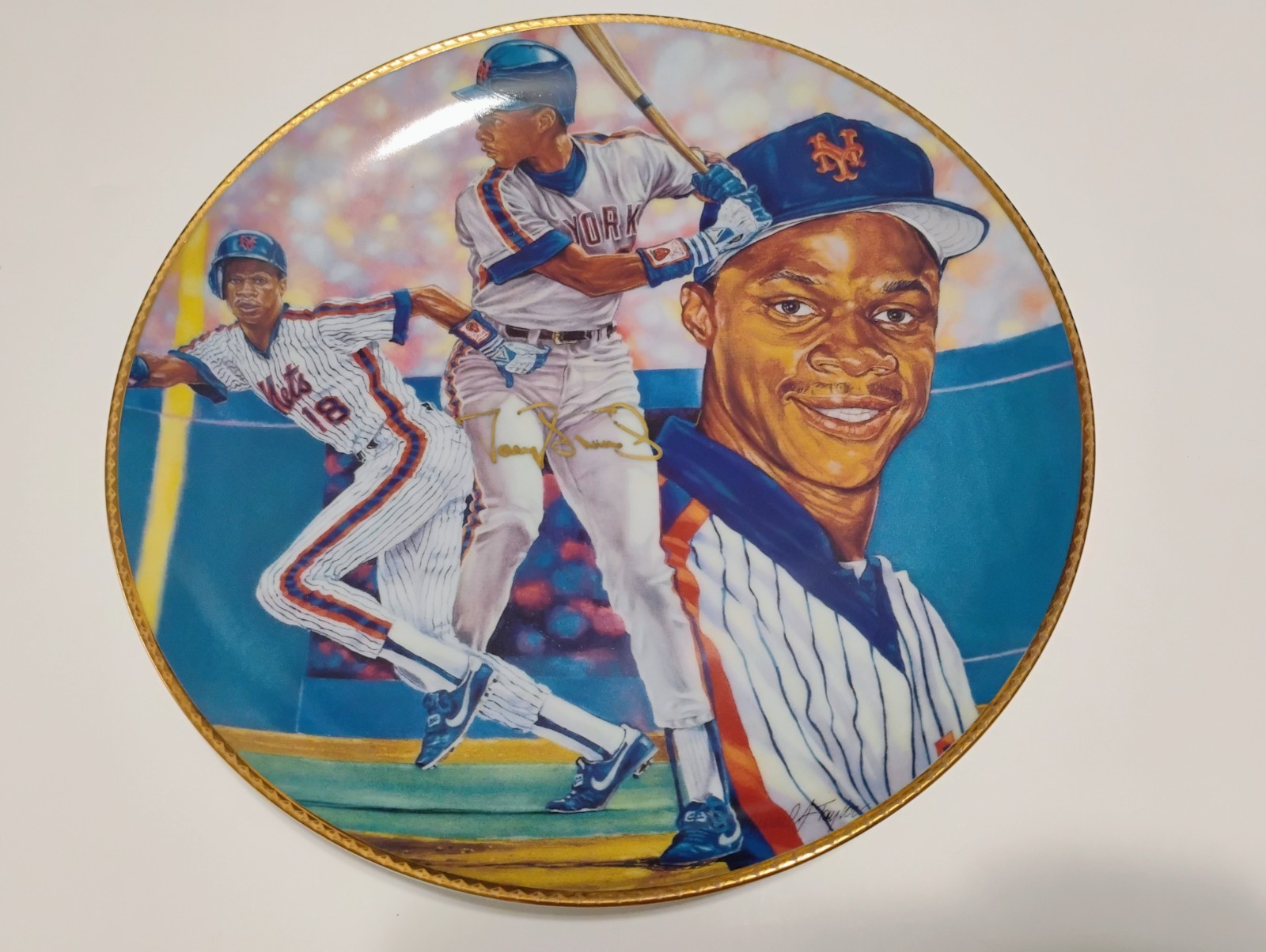 Darryl Strawberry signed Gartlan plate /2500 auto autograph New York Mets