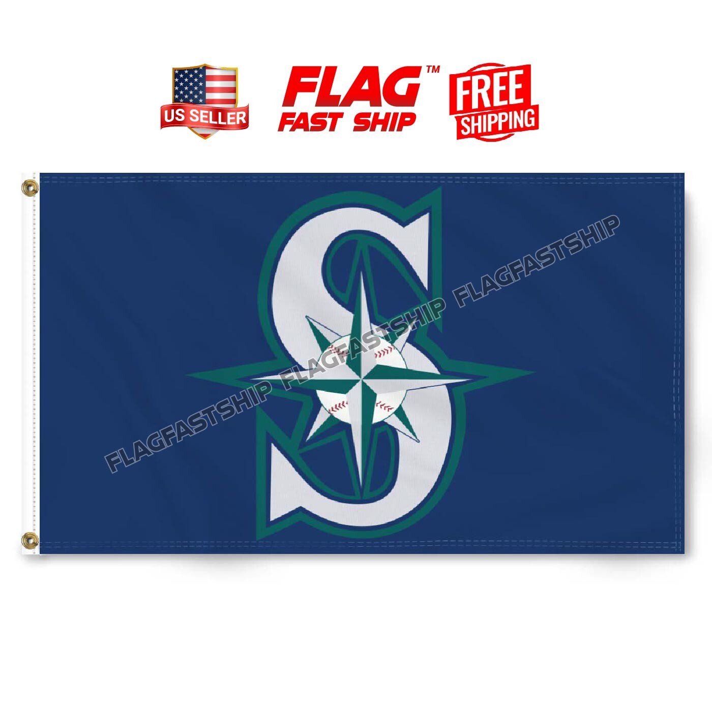 Seattle Mariners 3×5 ft Flag Banner MLB World Series Vintage FREE Shipping