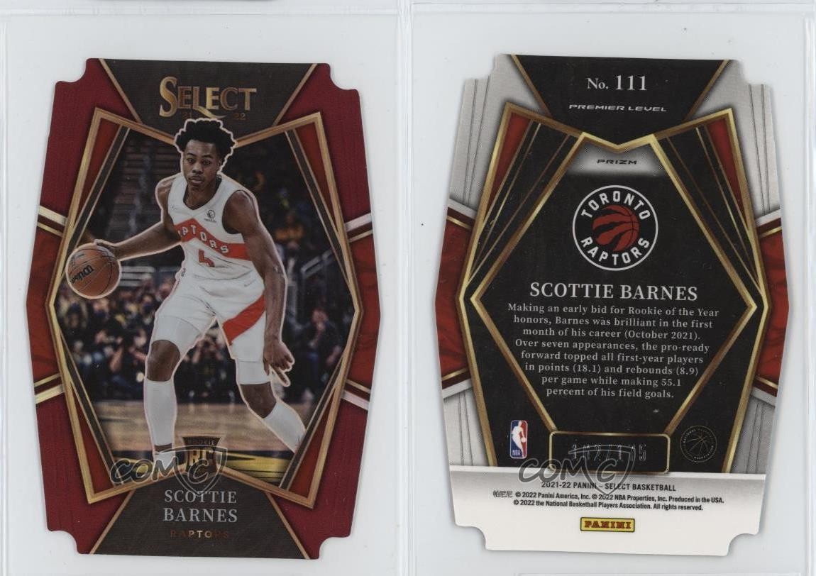 2021-22 Select Premier Level Maroon Prizm Die-Cut Scottie Barnes Rookie RC 10tb