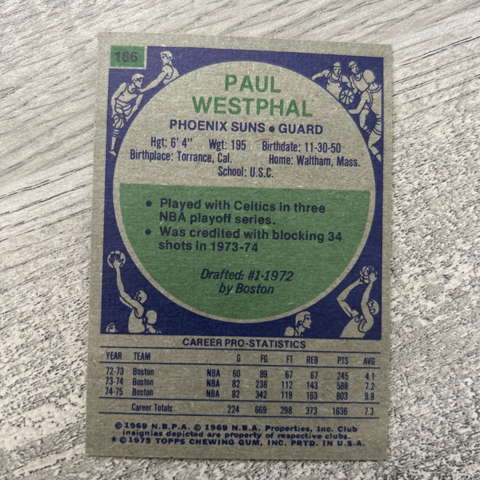1975-76 Topps – Paul Westphal #186