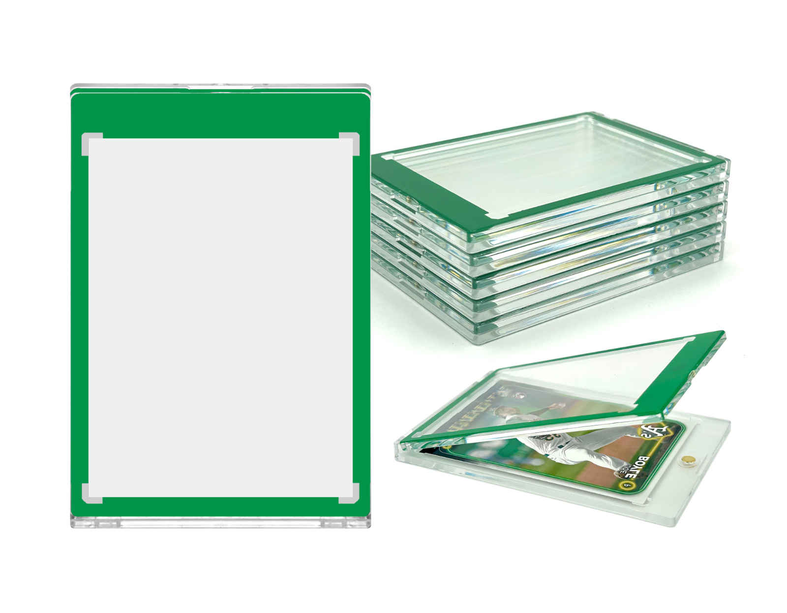 CF Magnetic Card Holder One Touch Case GREEN BORDER – 35PT-360PT Sizes