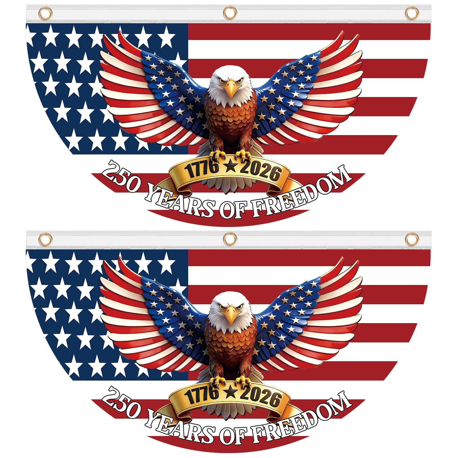 2PCS 250th Anniversary USA Bunting Flag 4×2 FT 1776-2026th Birthday American Fan