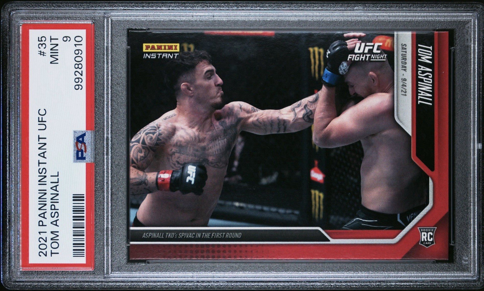 PSA 9 Tom Aspinall 2021 Panini Instant UFC #/325 1st Rookie Card RC #35 POP 7