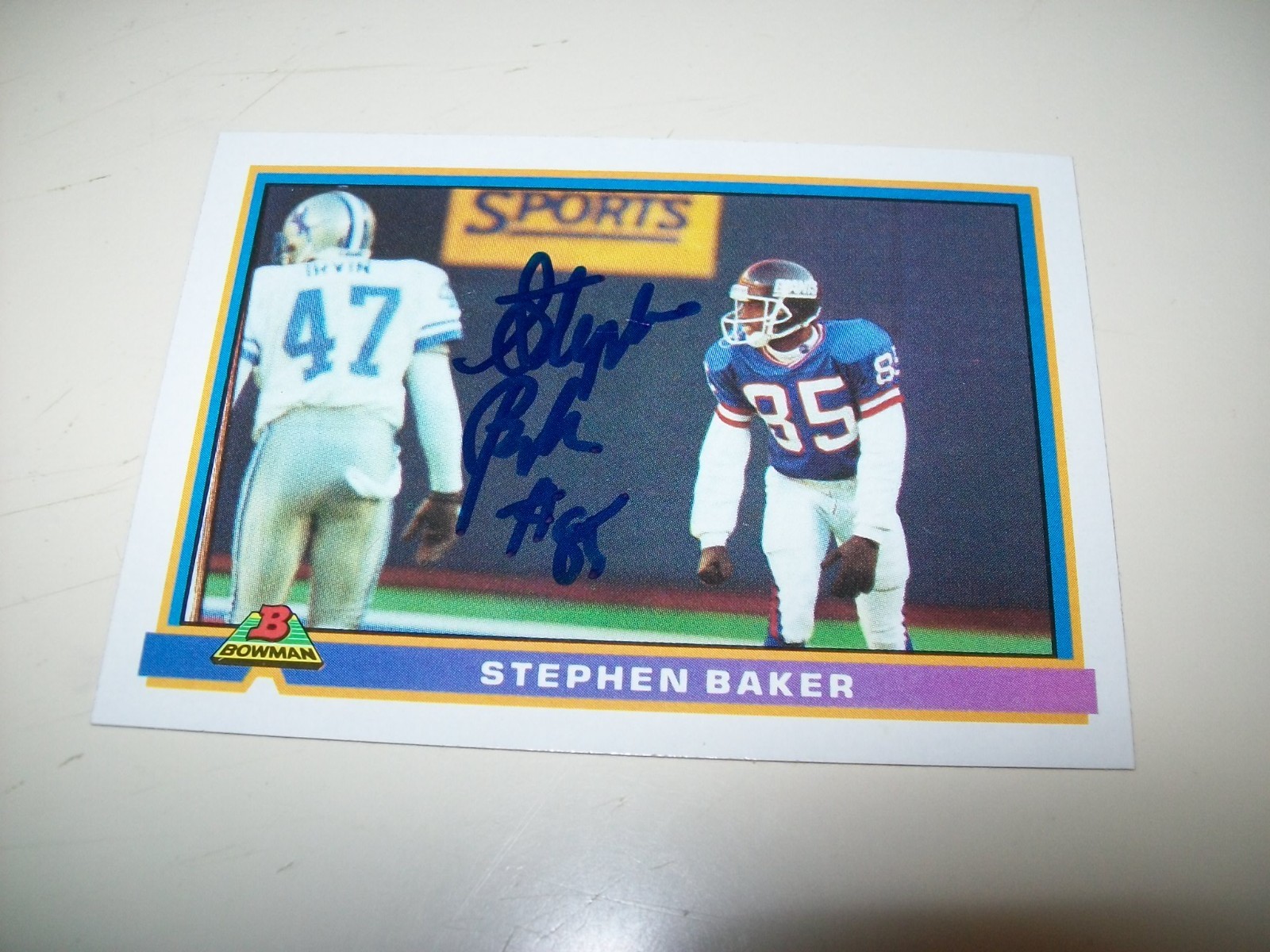 1991 BOWMAN STEPHEN BAKER AUTOGRAPH SIGNED AUTO #374 NEW YORK GIANTS