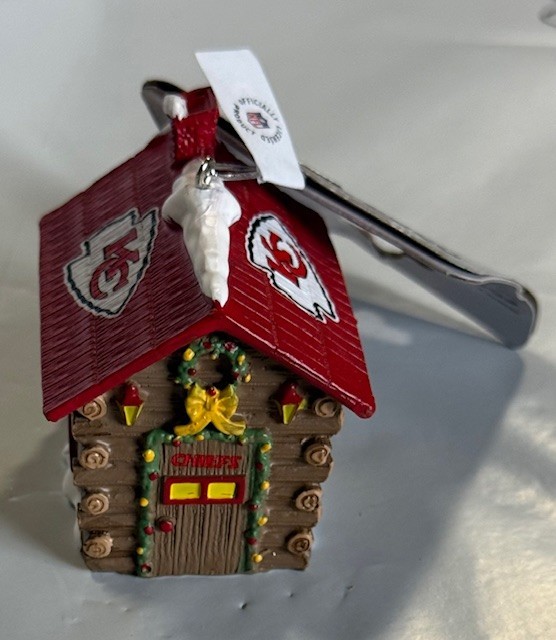 Kansas City Chiefs Log Cabin Christmas Holiday Ornament NEW
