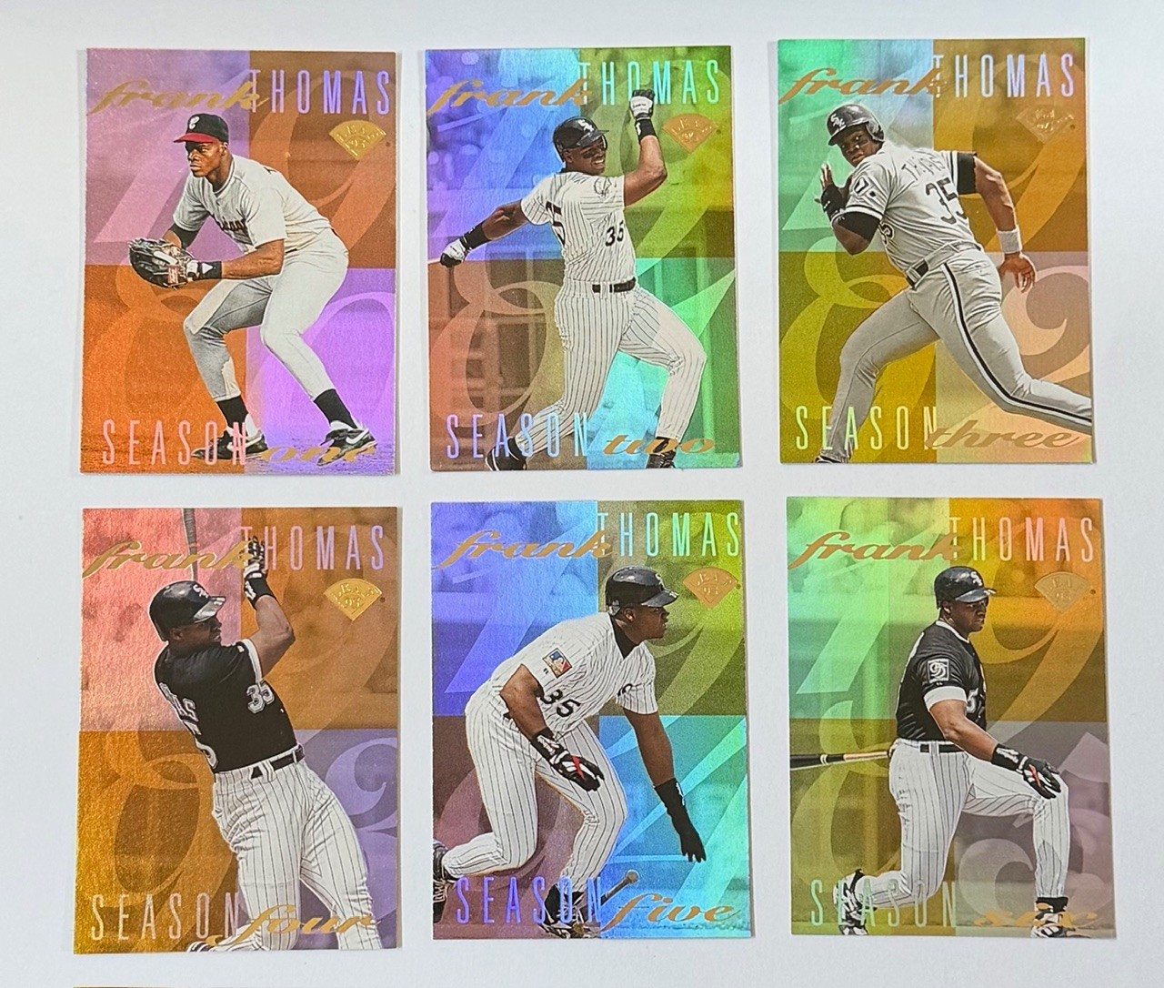 1995 FRANK THOMAS LEAF SEASON HOLOGRAPHIC COMPLETE INSERT SET 1-6 NM-MT
