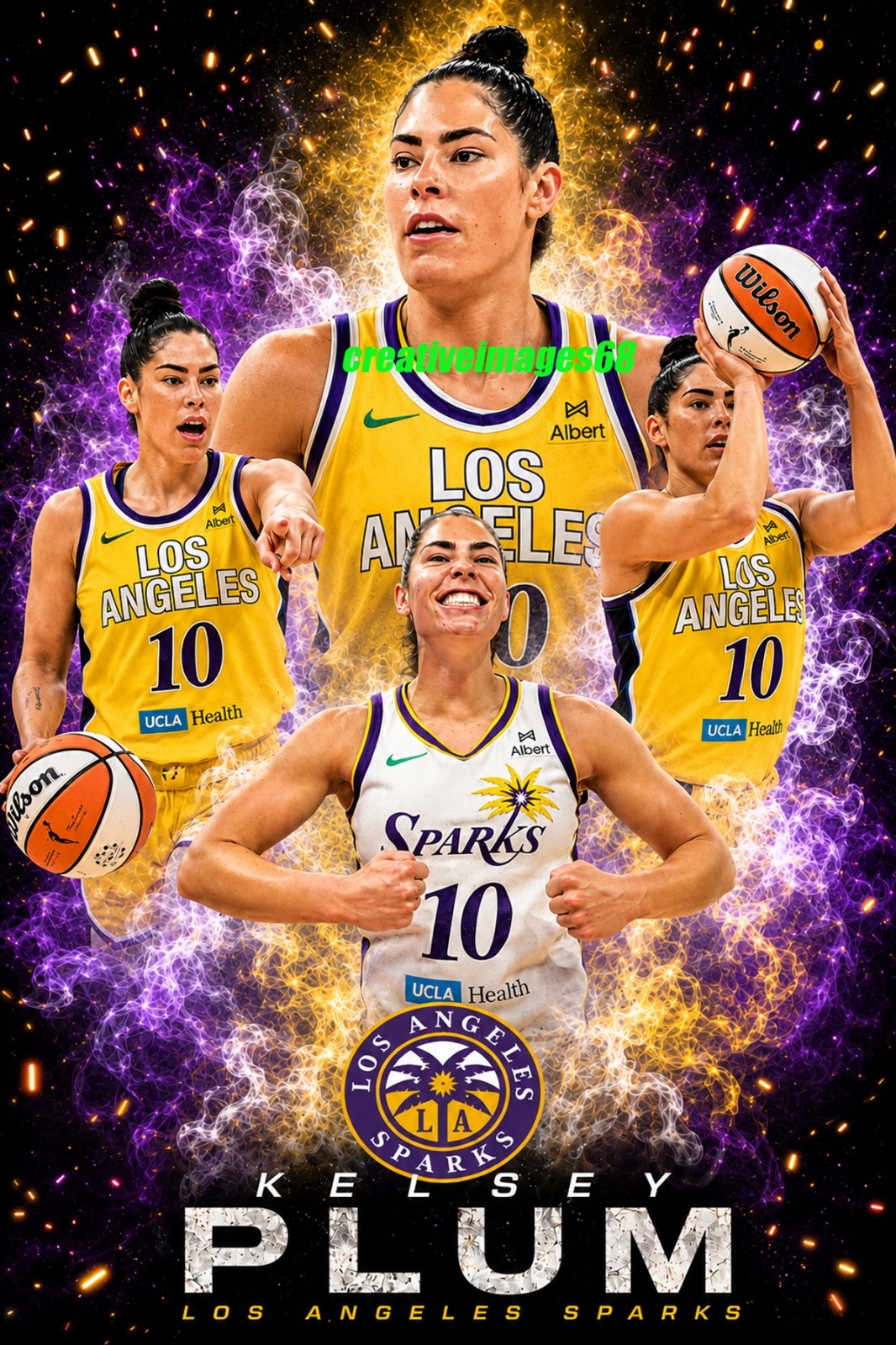 Kelsey Plum WNBA Los Angeles Sparks 4×6 PHOTO Custom ALL-Star