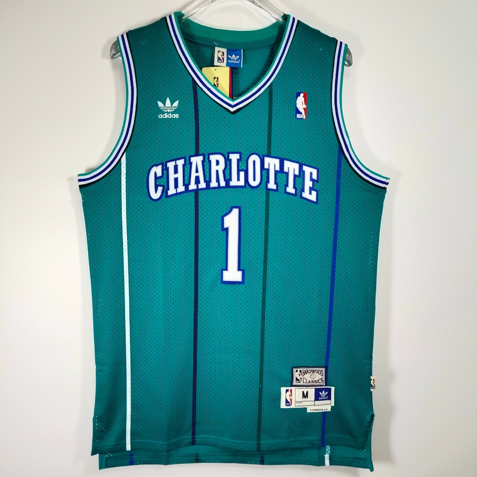Muggsy Bogues #1 Jersey, Embroidered, Blue, S/M/L/XL/2XL