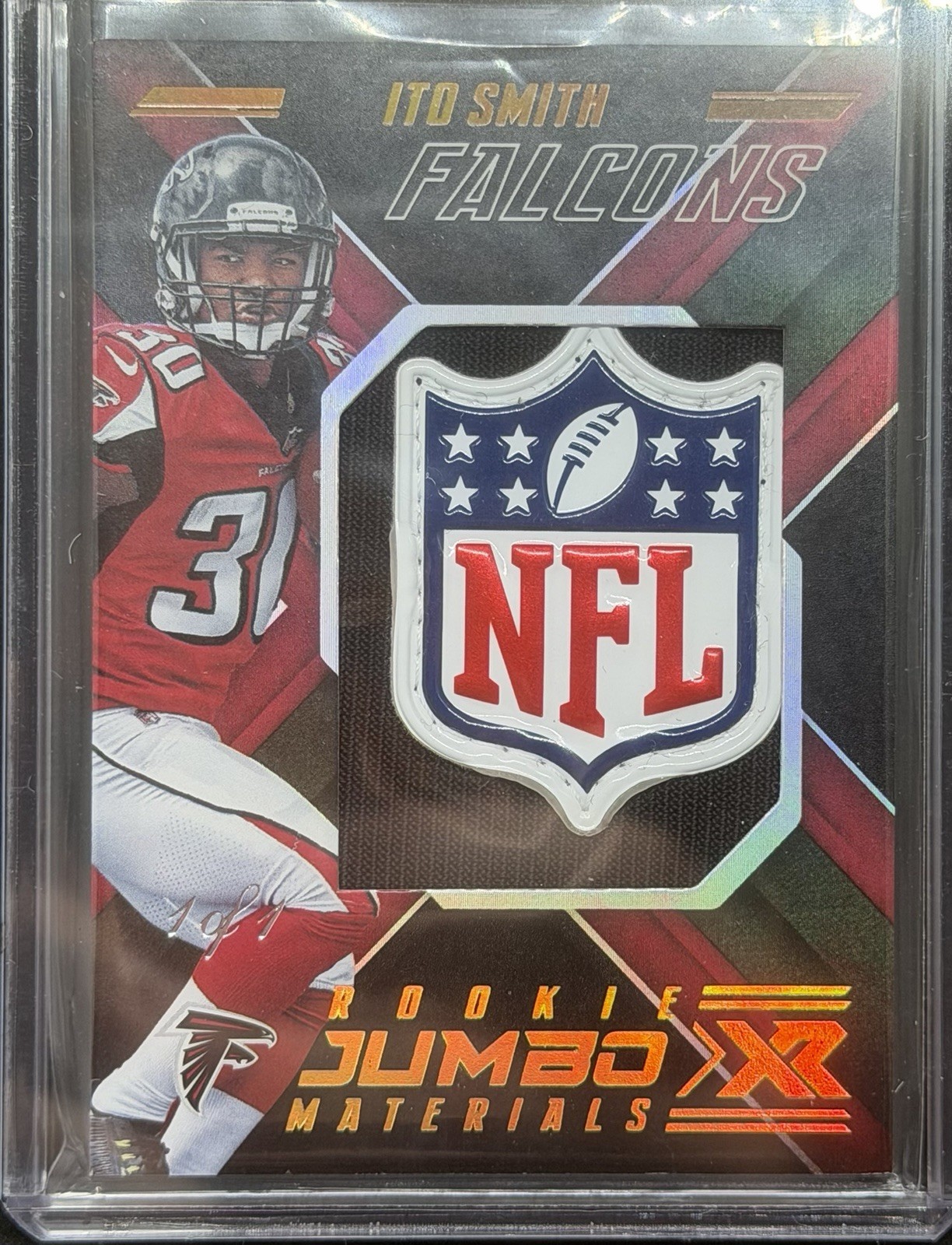 Ito Smith Rookie NFL SHIELD Tag Logo 2018 XR 1/1 FALCONS RC