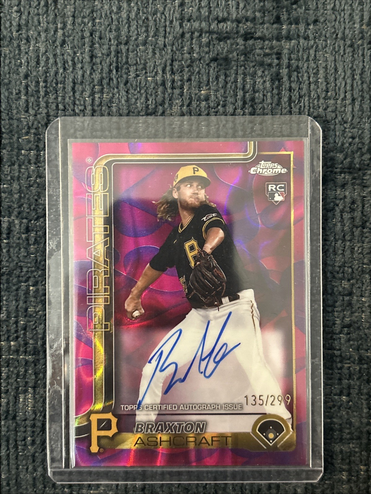 2025 Topps Chrome Braxton Ashcraft Magenta Lava Refractor /299 AUTO Rookie RC
