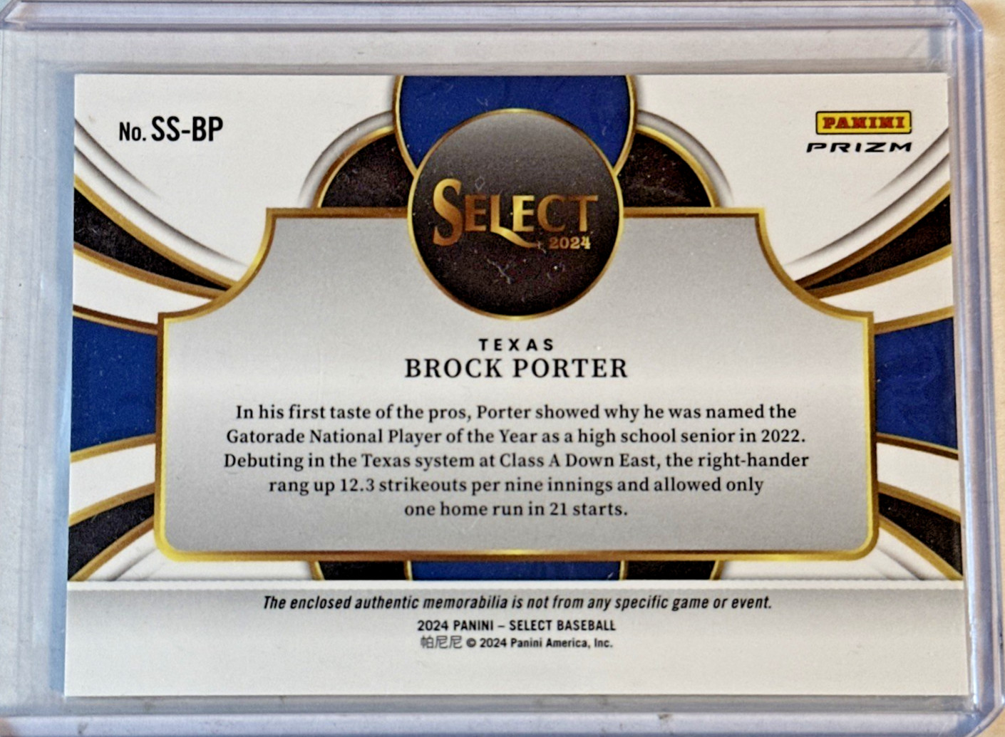 Brock Porter 2024 Panini Select Flash Prizm Selective Swatches #SS-BP (MEM)