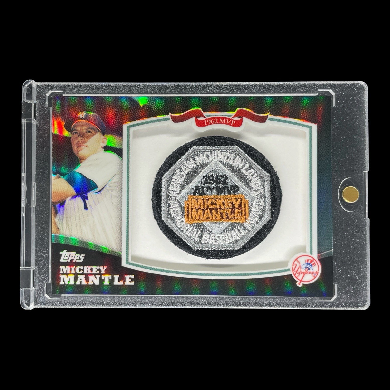 MICKEY MANTLE RARE REFRACTOR COMMEMORATIVE PATCH 2010 Topps 1962 AL MVP Card