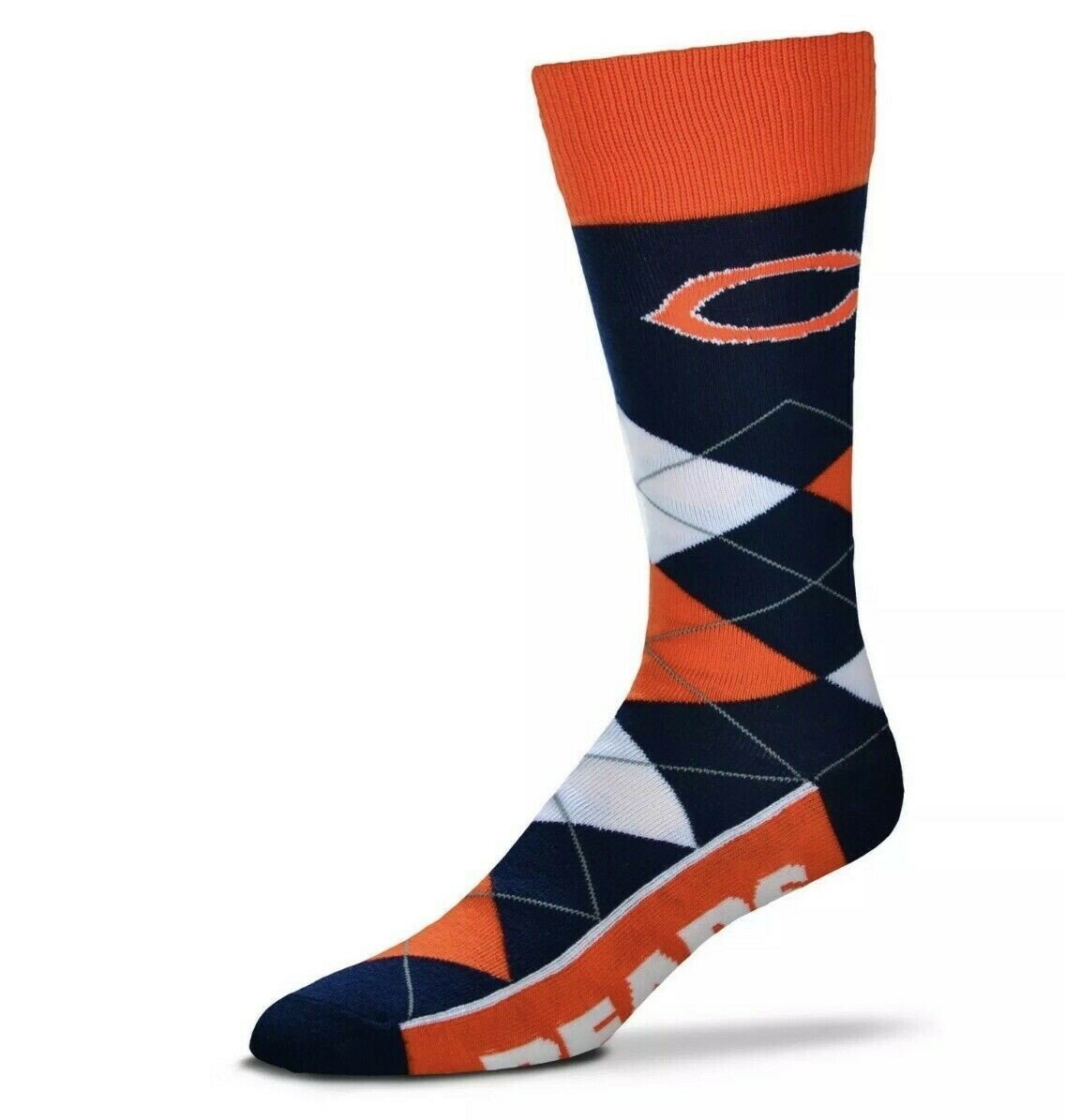 CHICAGO BEARS NFL FOOTBALL TEAM LOGO ARGYLE DRESS SOCKS LARGE