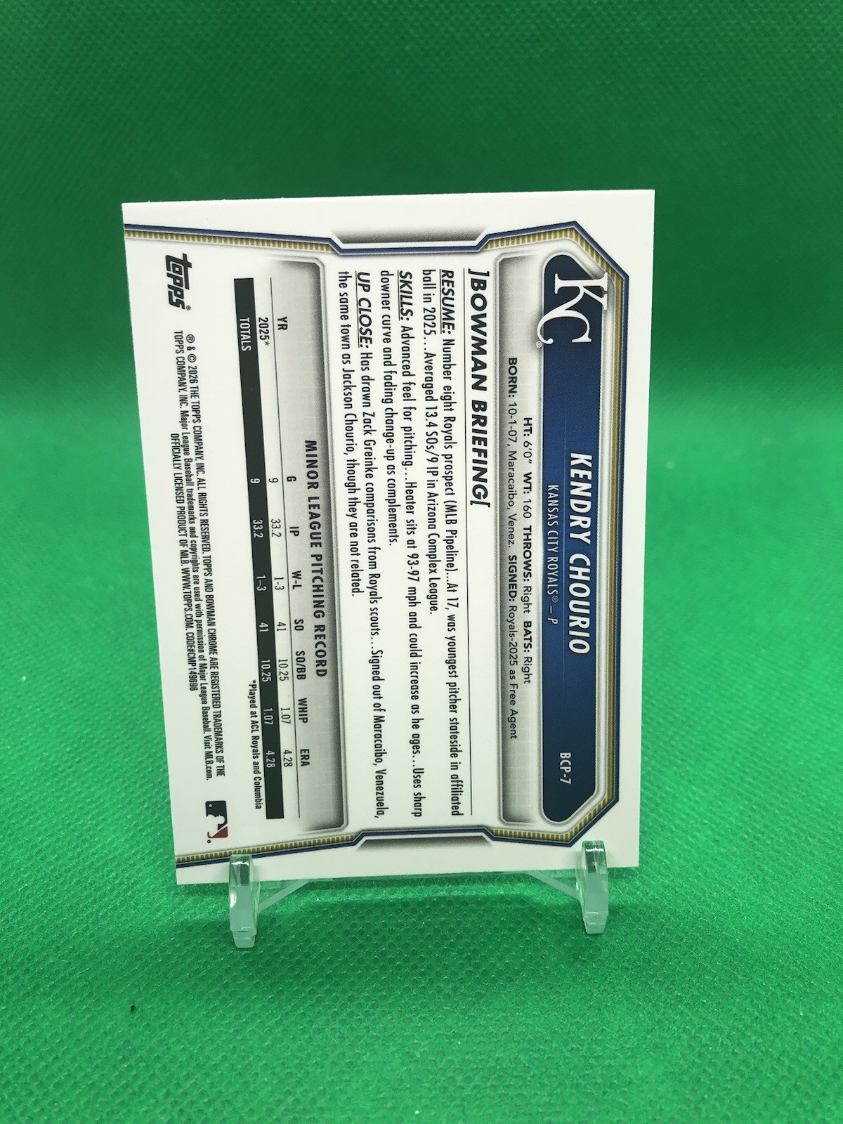2026 bowman baseball Kendry Chourio Mojo Refractor BCP-7