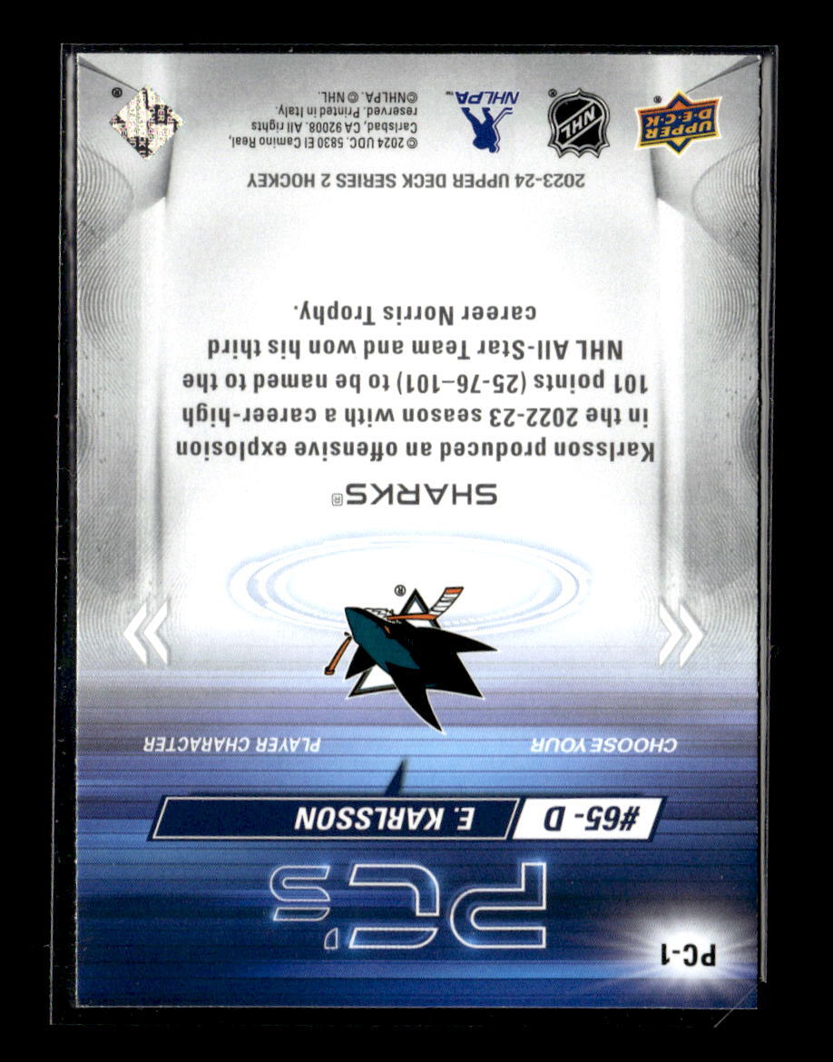 2023-24 Upper Deck PC s Erik Karlsson San Jose Sharks #PC-1 3 Card Lot