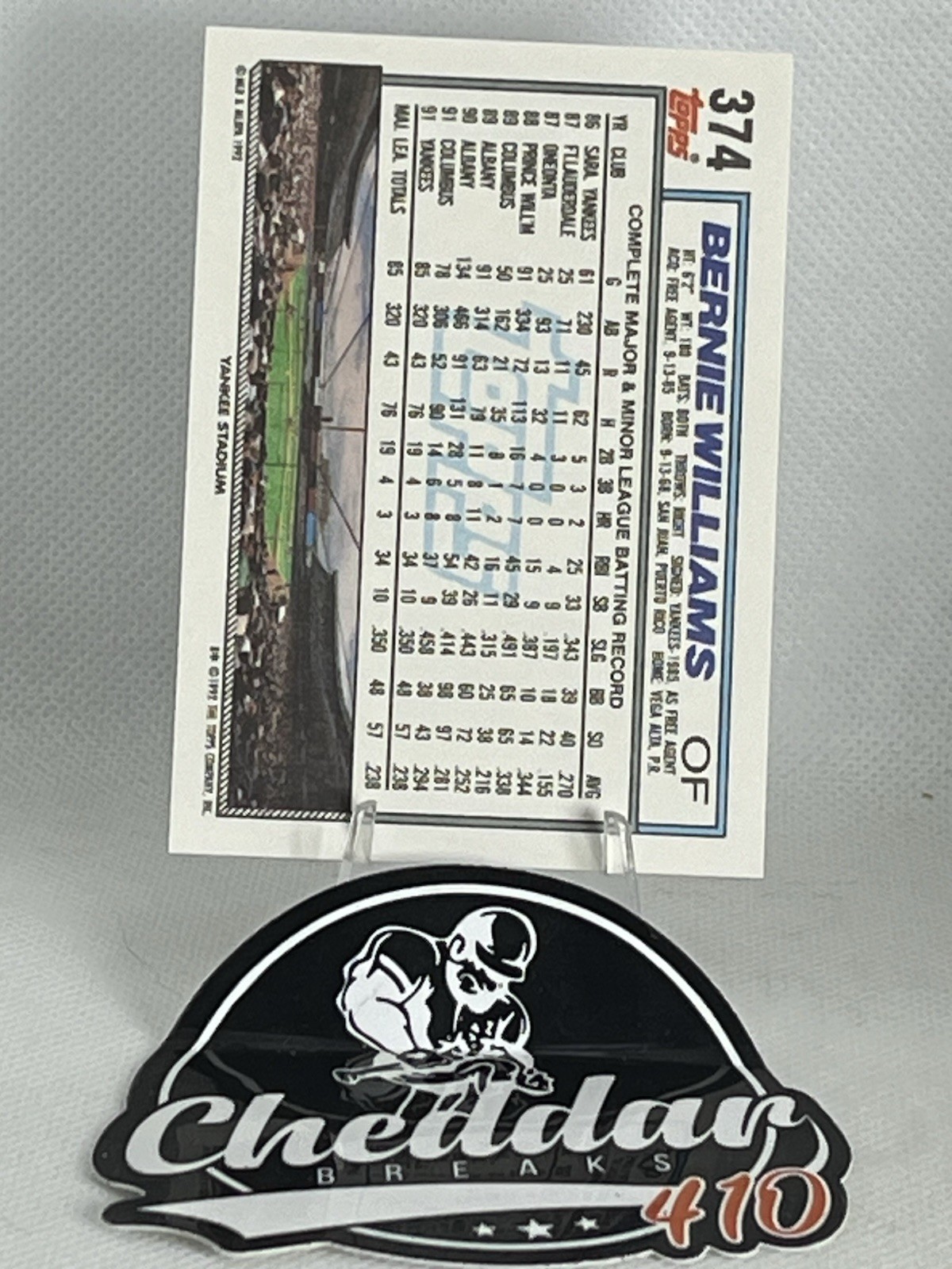 1992 Topps Bernie Williams #374 Baseball New York Yankees