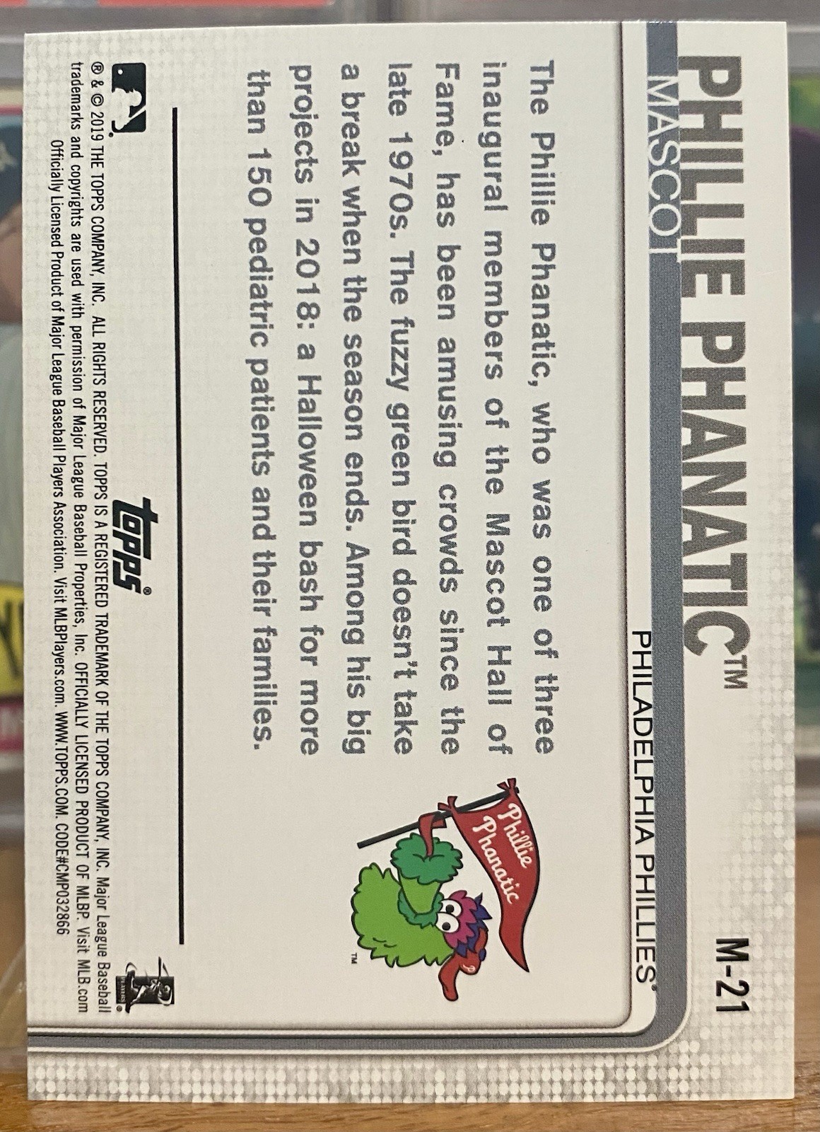 2019 Topps Opening Day Phillie Phanatic Mascot #M-21