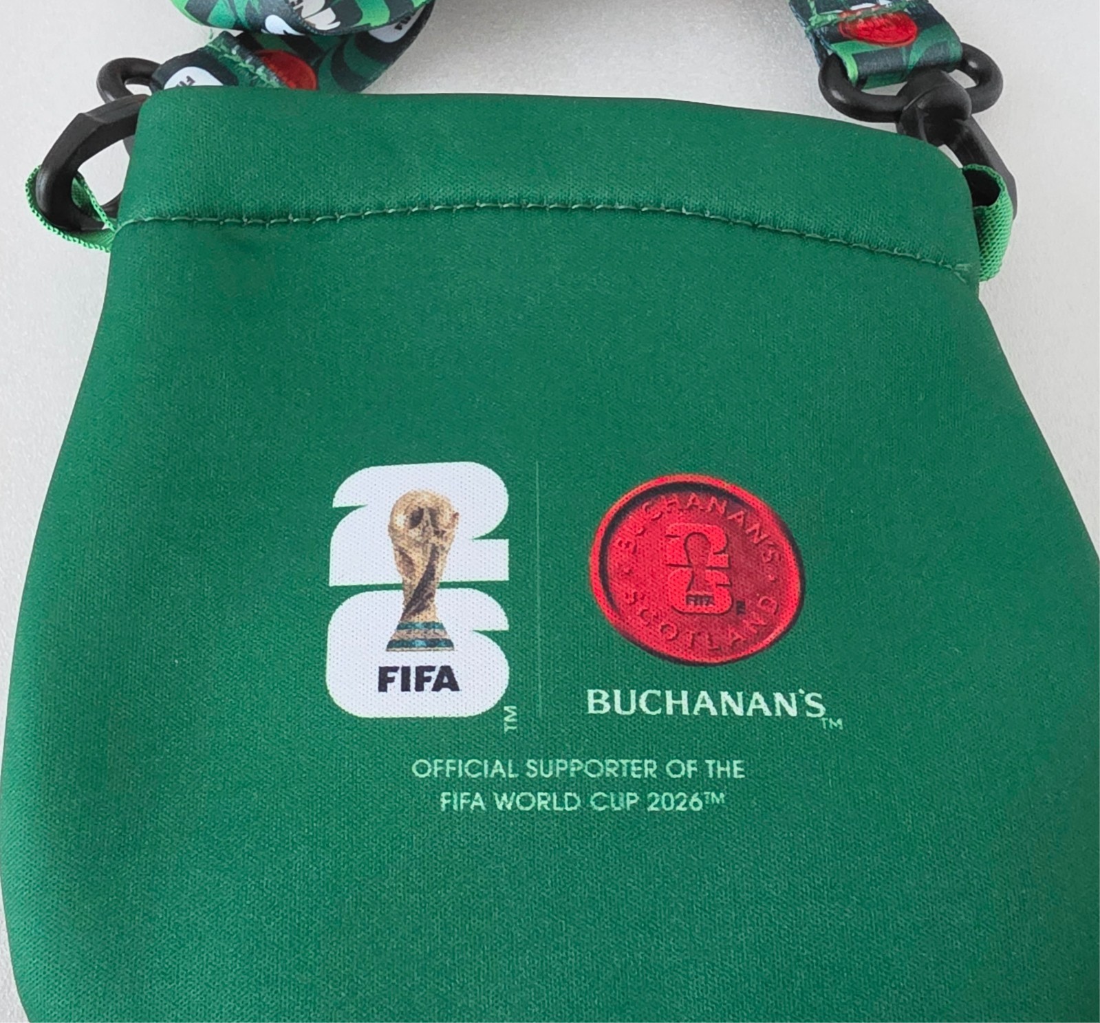 2026 FIFA World Cup Buchanan’s Whisky Crossbody Pouch Bag Green Neoprene