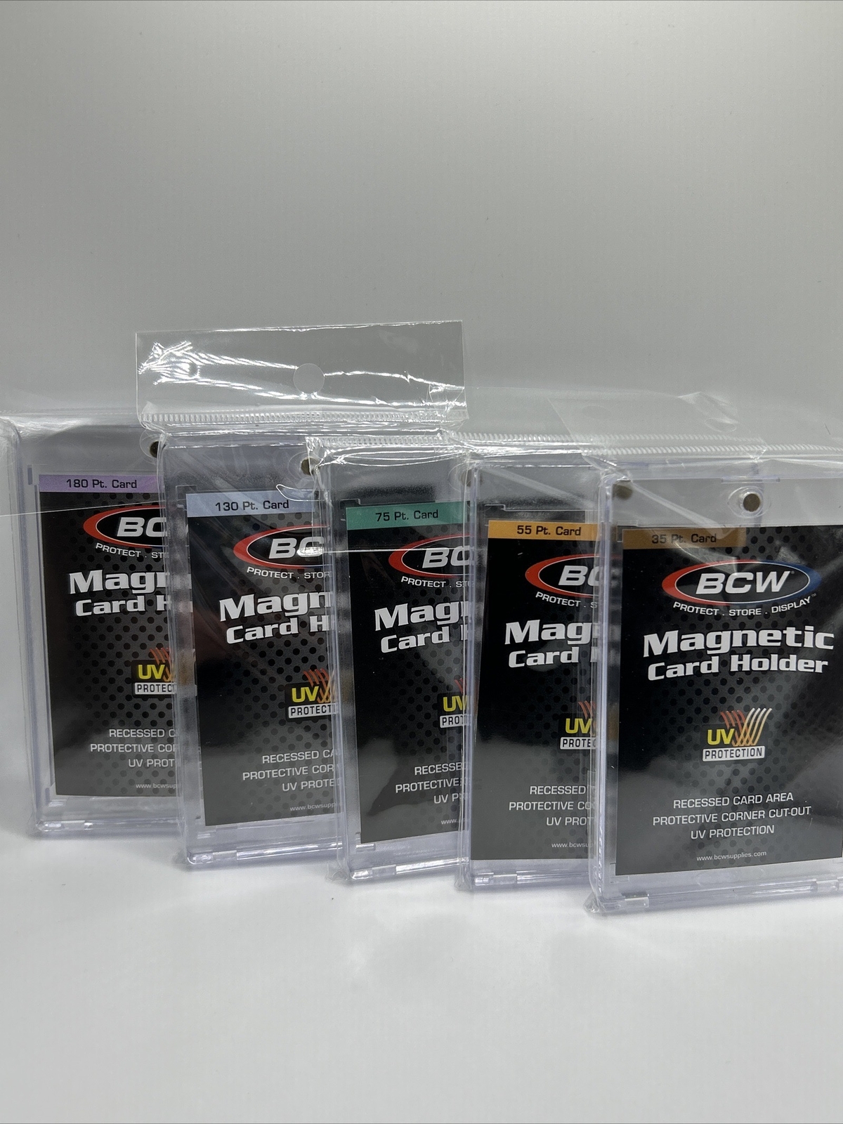 BCW Magnetic Card Holders 35pt 55pt 75pt 130pt 180pt lot of 5 magnetic holders