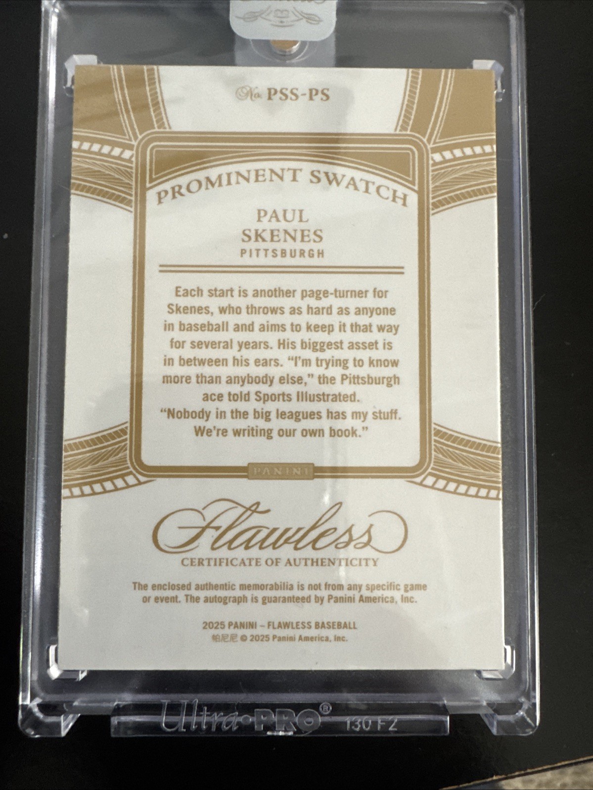 2025 Panini Flawless – Prominent Swatch Signatures Paul Skenes #PSS-PS Sapphire