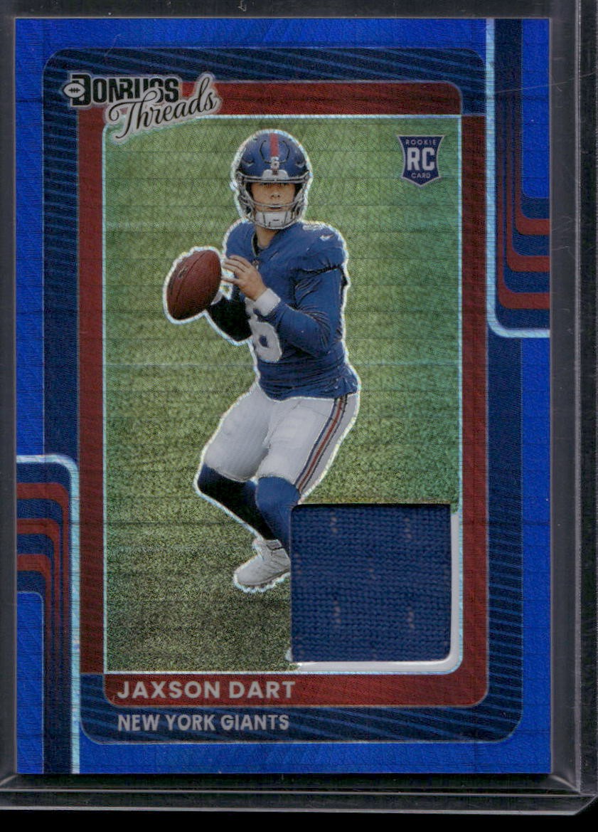 2025 Donruss Optic #DTBH-JDT Jaxson Dart Donruss Threads Blue Hyper