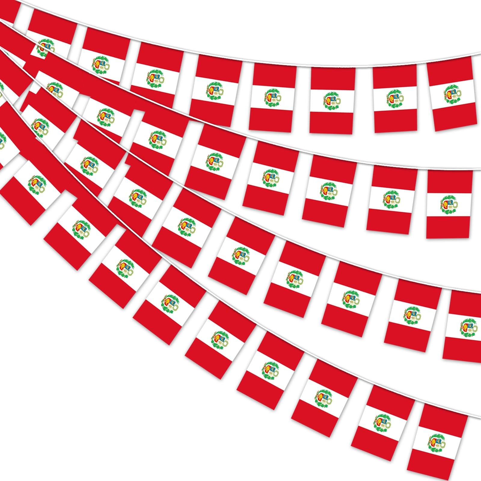 AhfuLife 30 Pcs Peru String Flags for Independence 5.51×8.26 in-30 Pcs,