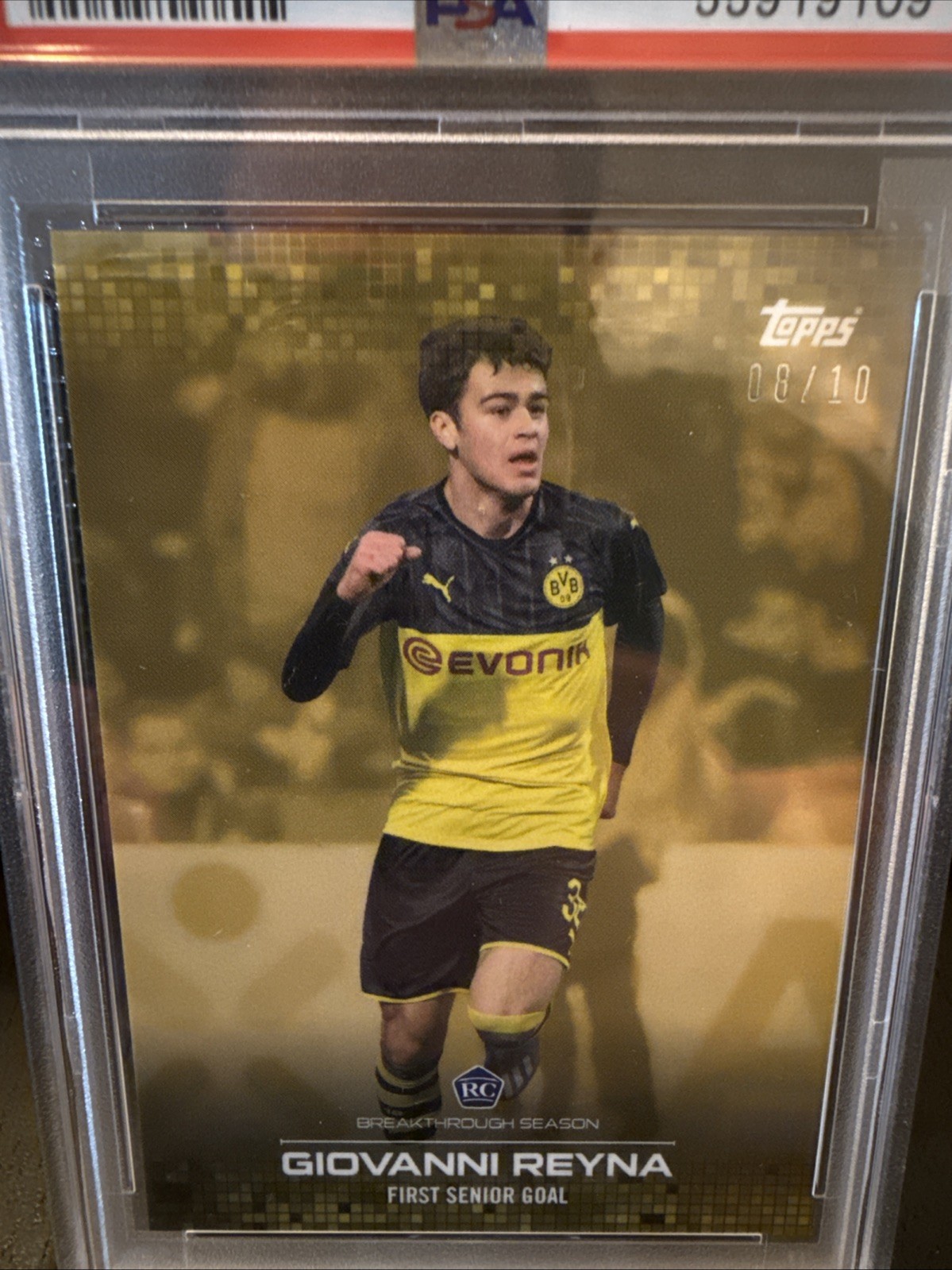 2020 Topps On Demand Gio Reyna First Senior Goal Gold /10 PSA 10 Rookie