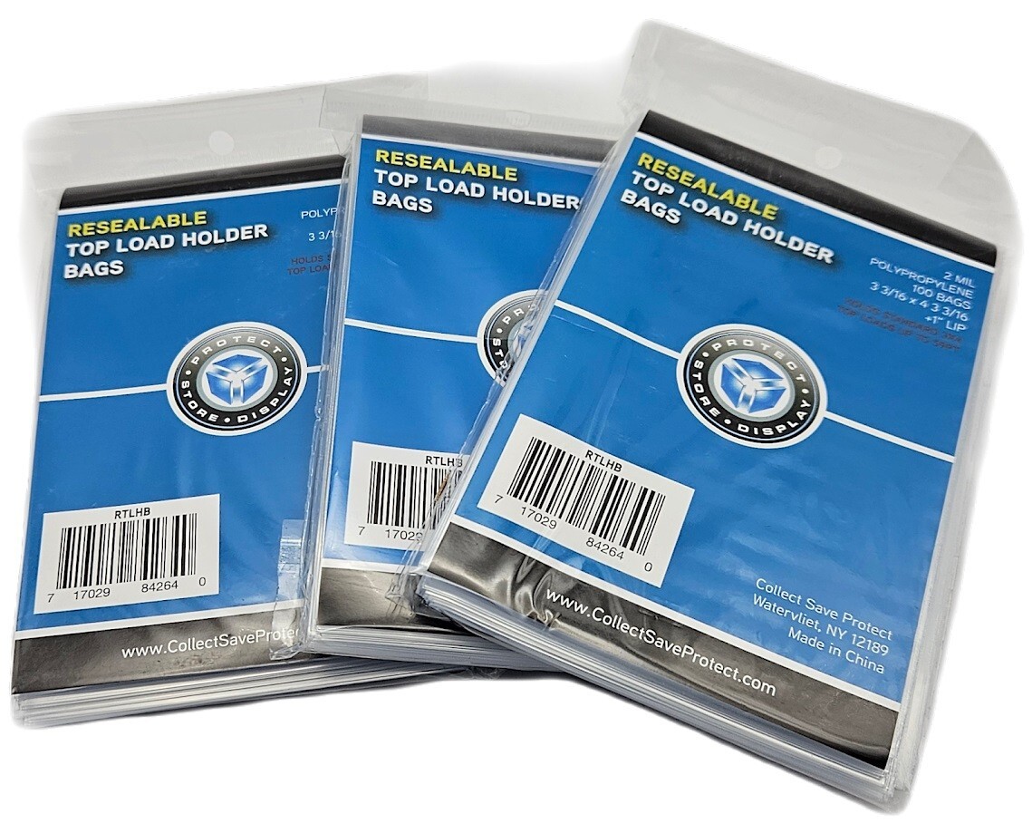 (300-Count) CSP Resealable Topload Holder Bags – Bags Fit Single Toploaderss