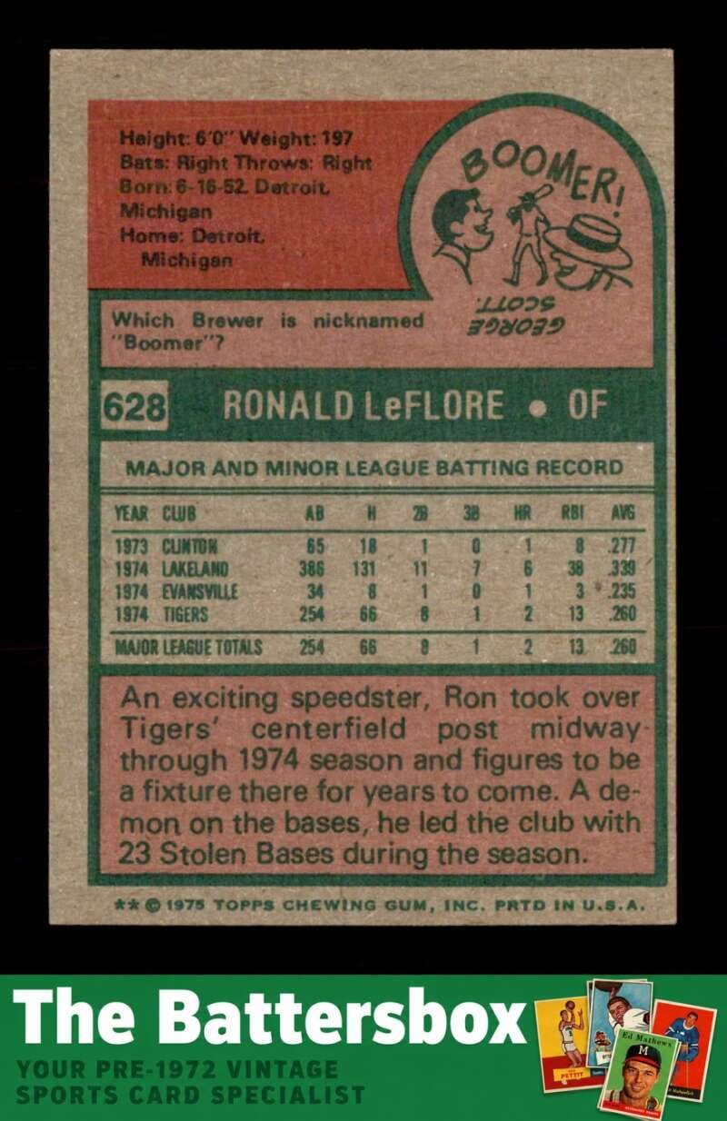 1975 Topps #628 Ron LeFlore RC EXMT/EXMT+ X3734118