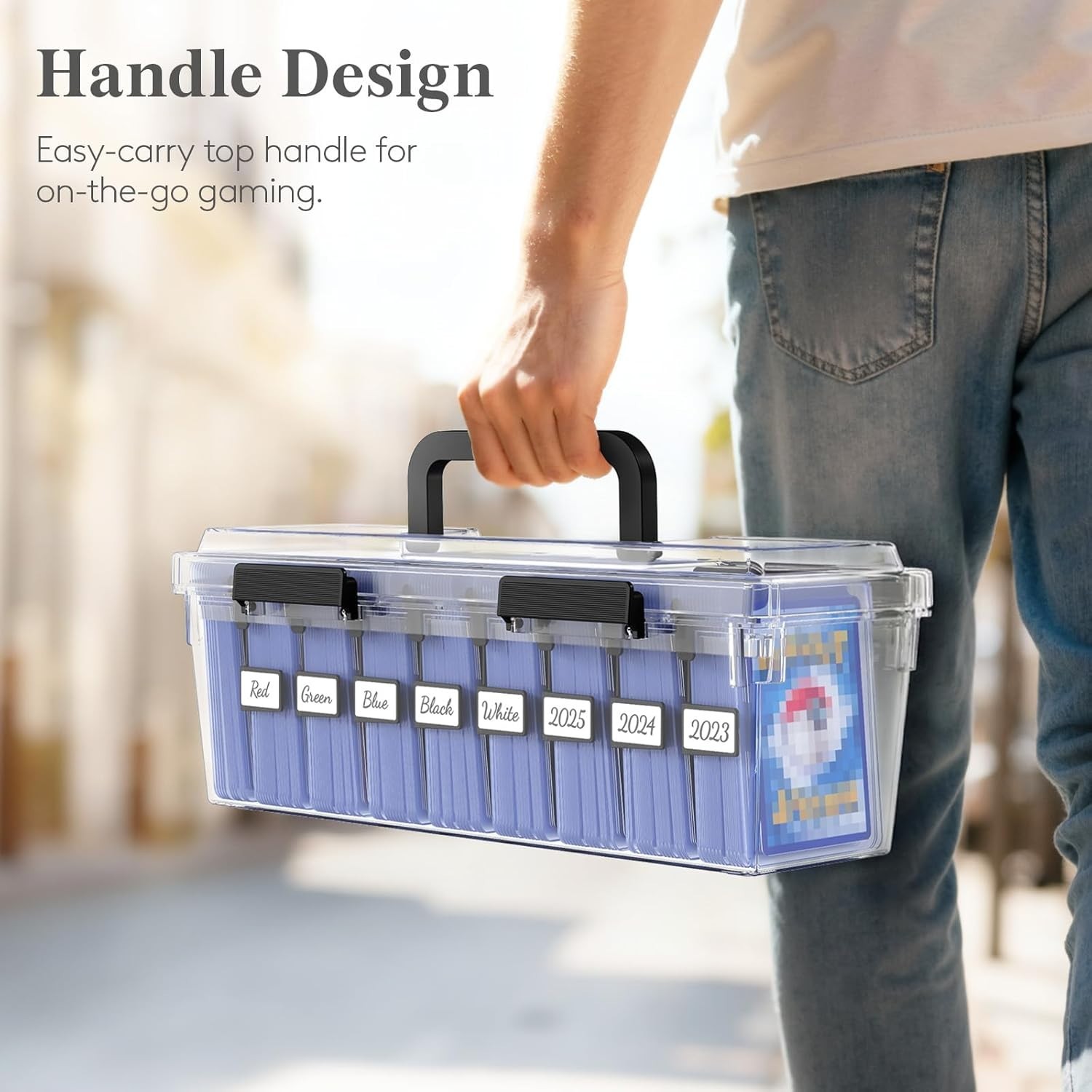 Large Capacity Card Storage Box with Adjustable Dividers for 900 Cards – 2 Pack