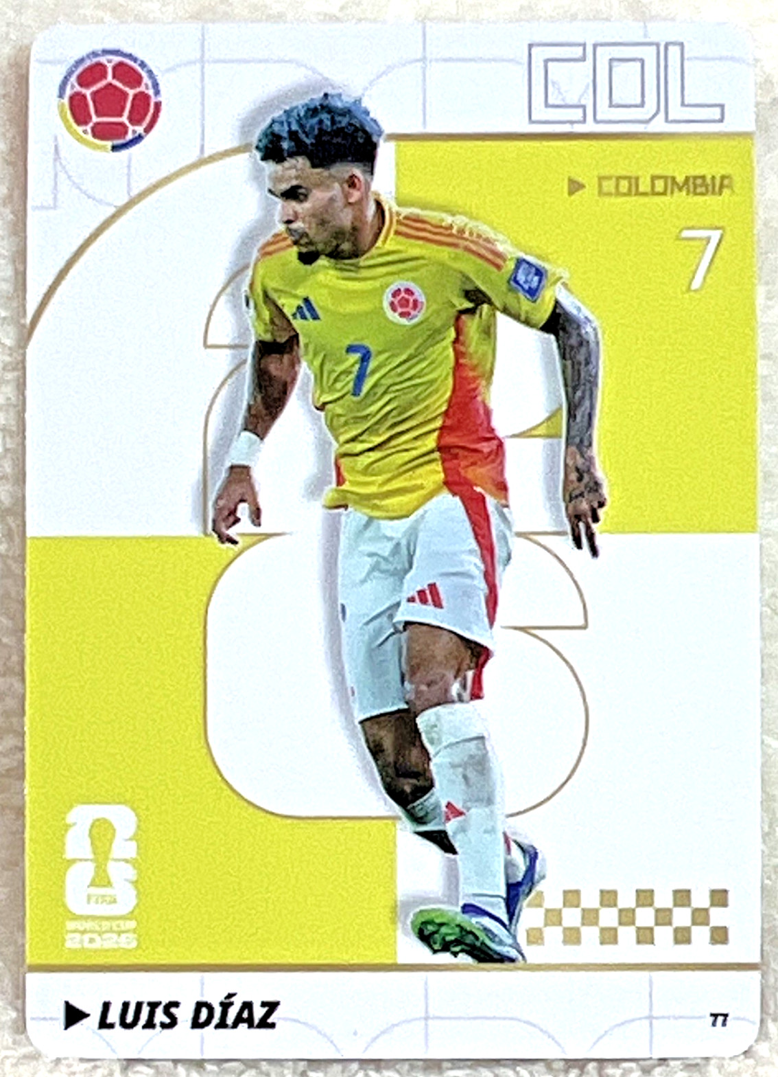 Luis Díaz Colombia #77 Player Portrait Card Panini FIFA World Cup 2026