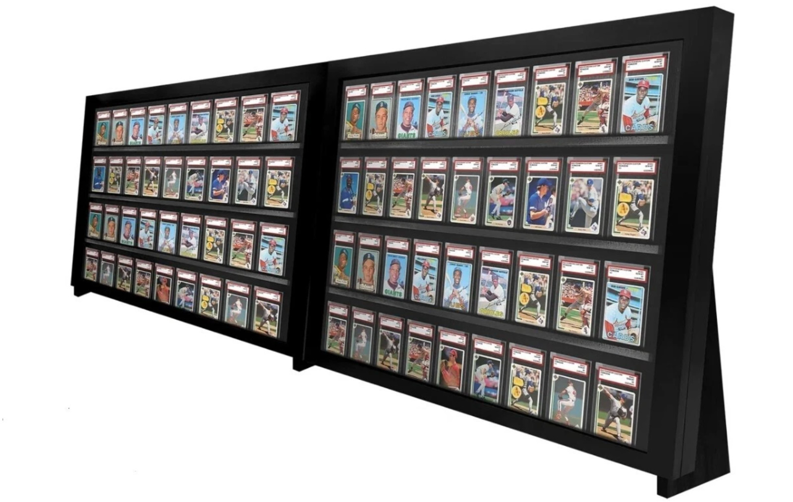 Graded Trading Card Display Case 72 PSA Slabs Tabletop USA Sport Wood Show Stand