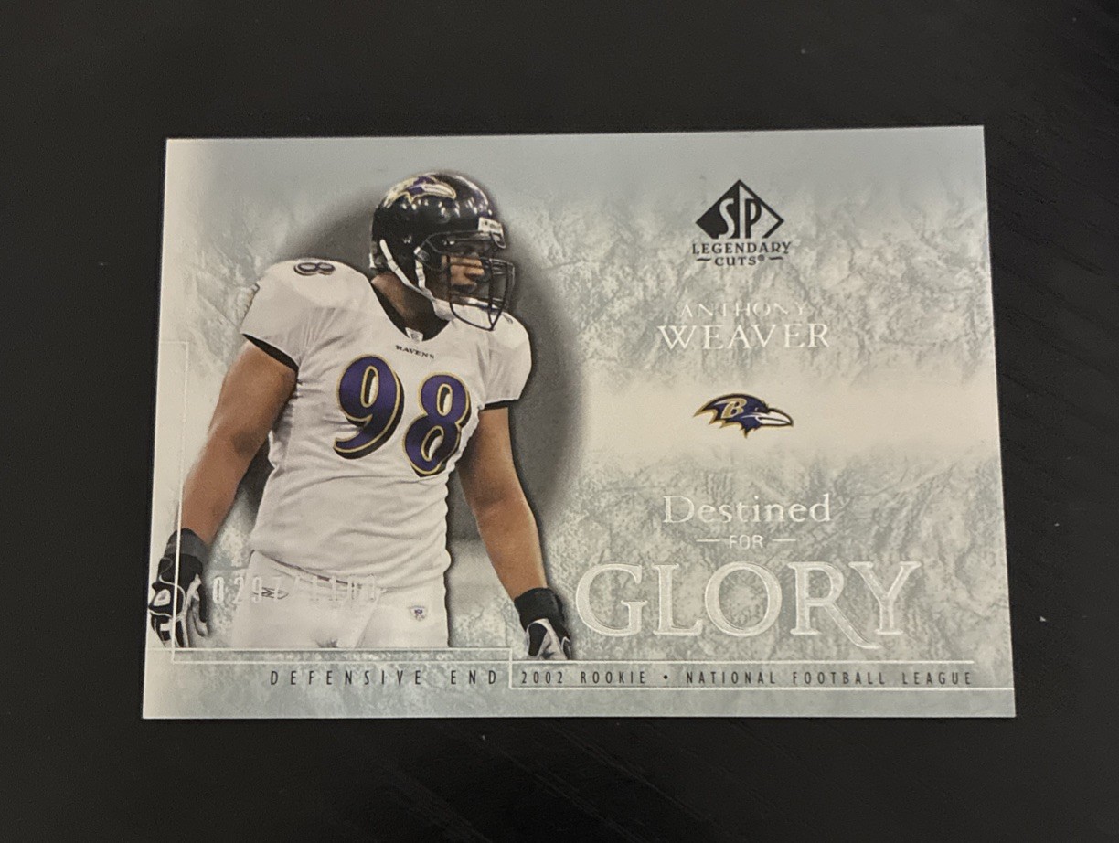 2002 SP Legendary Cuts – Destined for Glory Anthony Weaver #155 /1100 RC Ravens