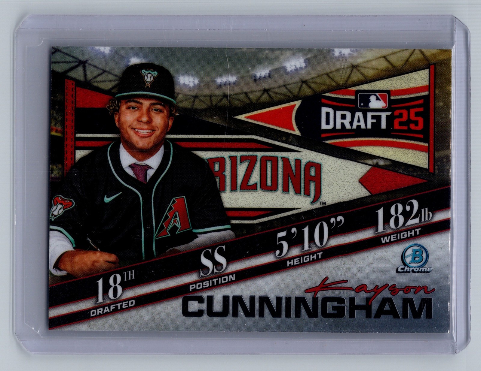 2025 Bowman Draft KAYSON CUNNINGHAM #BDN-2 Draft Night Chrome Diamondbacks