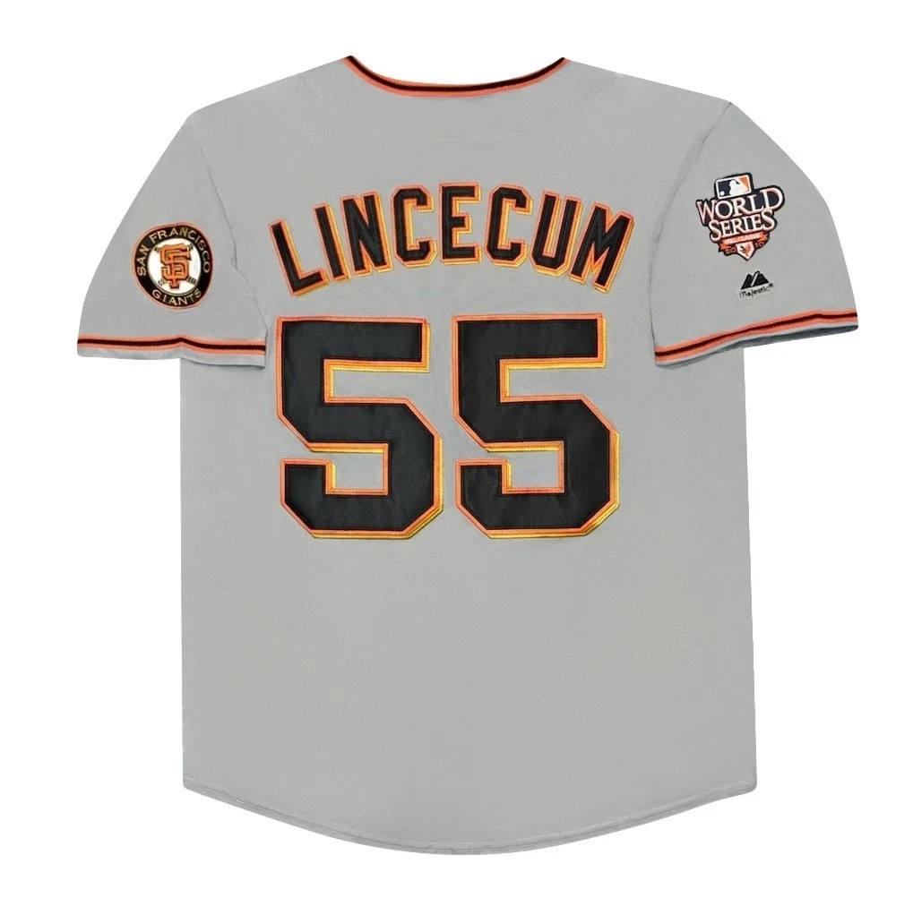Tim Lincecum 2010 San Francisco Giants World Series Grey Road Men’s Jersey