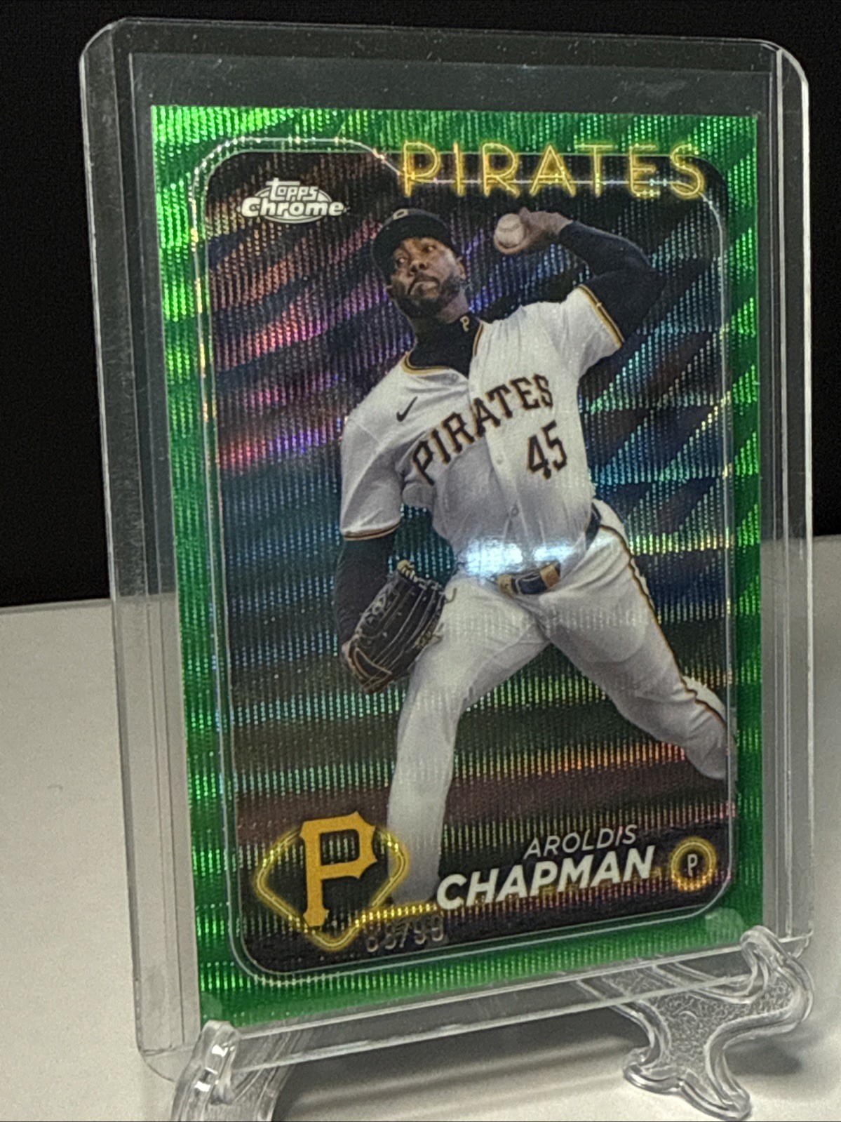 Aroldis Chapman 2024 Topps Chrome Update Series Green Wave /99 #USC6 Pirates🔥⚾️