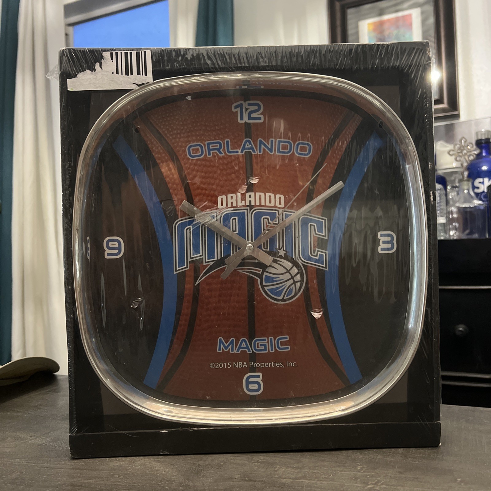 Orlando Magic Wall Clock 2015 NBA Properties 12″ Square Rounded Chrome Fan Cave