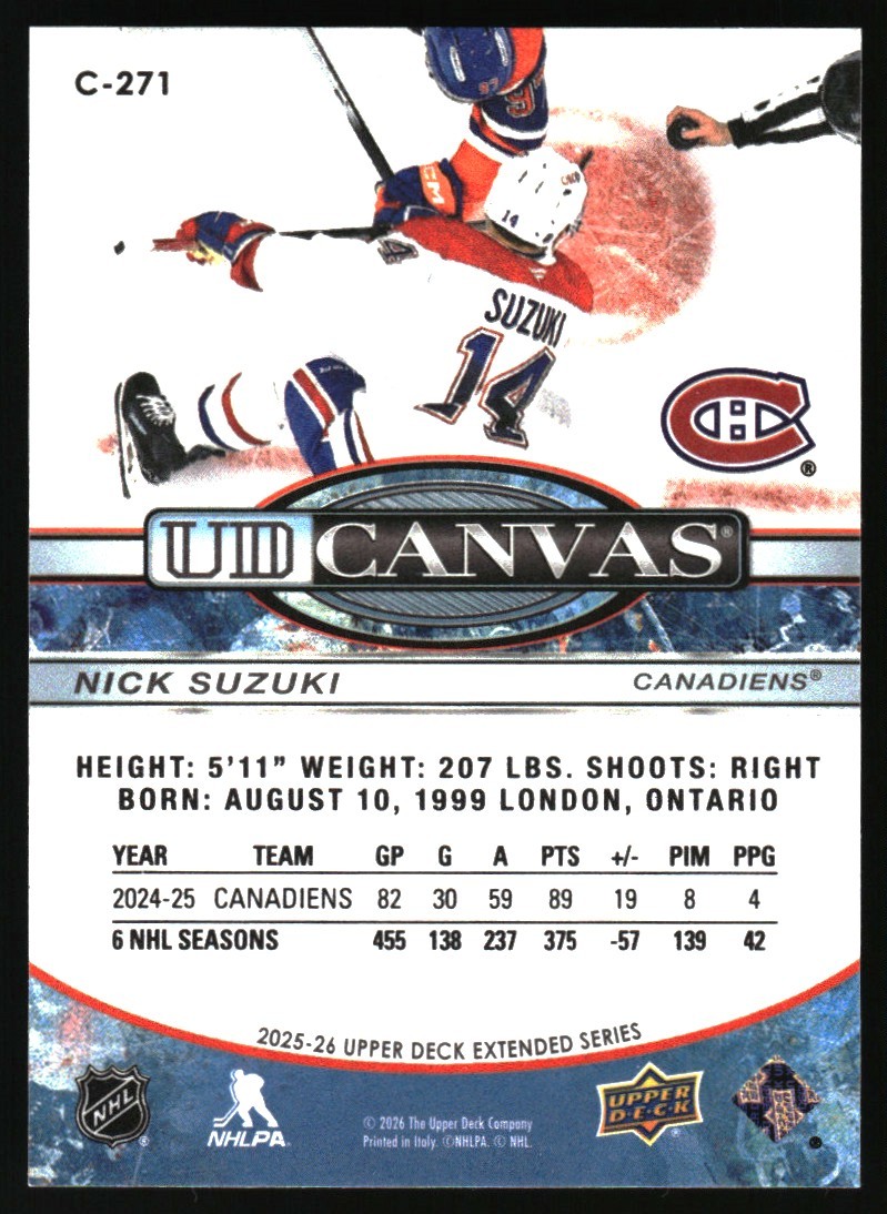 2025-26 Upper Deck UD Canvas Nick Suzuki Montreal Canadiens #C-271