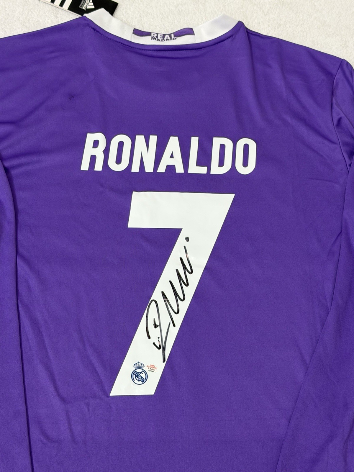 Cristiano Ronaldo Signed Real Madrid Purple Pro Style Soccer Jersey COA