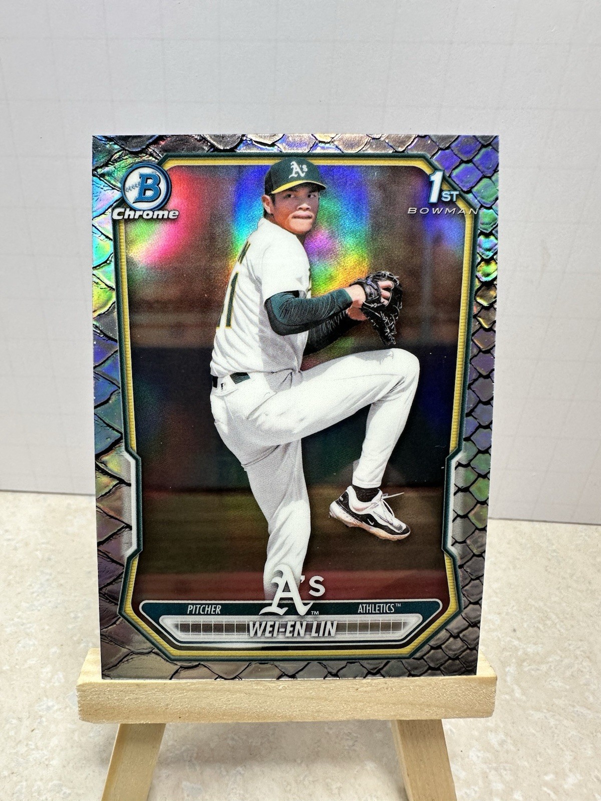 2026 Bowman Chrome 1st Wei-En Lin Reptilian Refractor #BCP-125 Athletics
