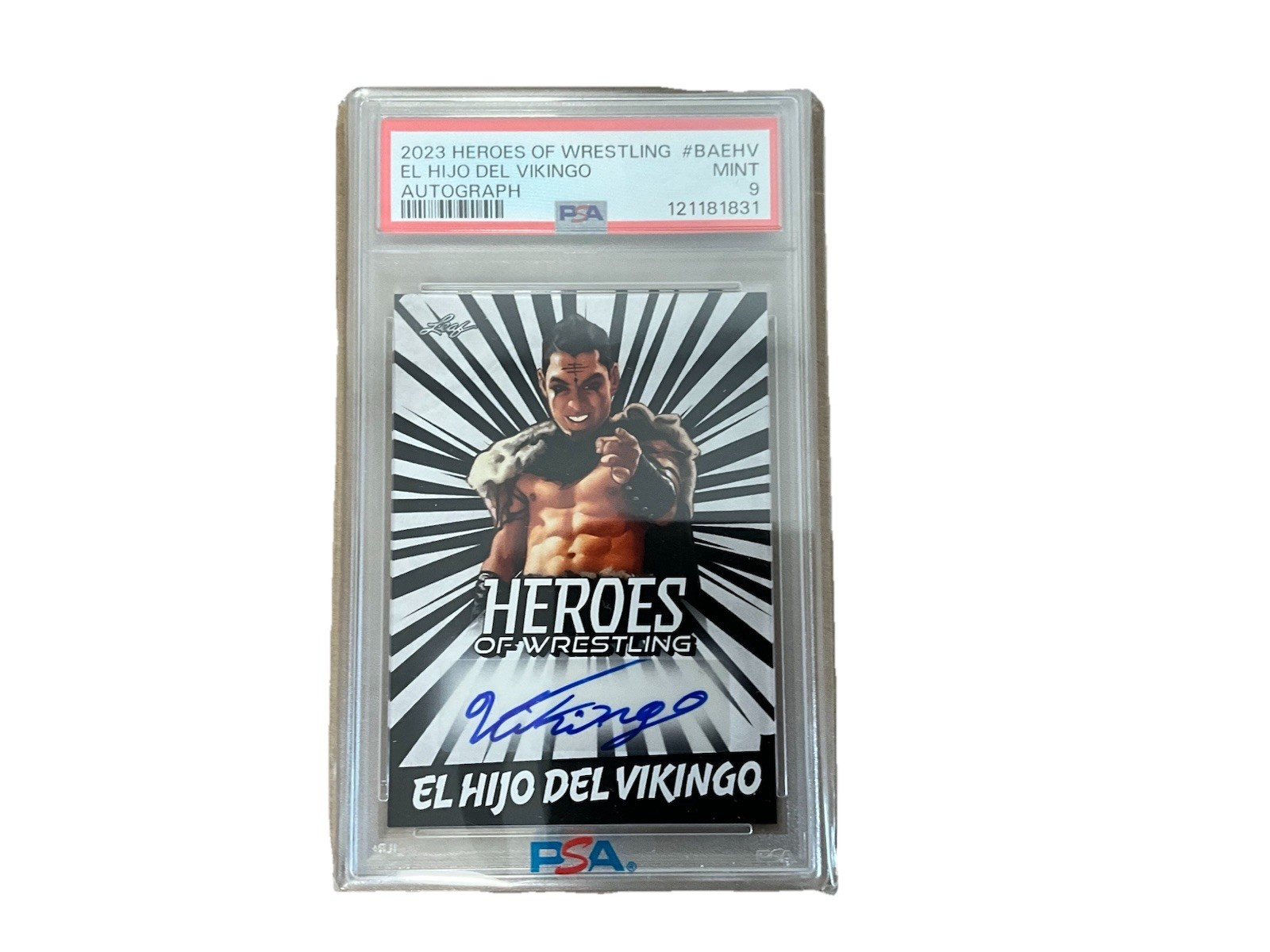 2023 Heroes of Wrestling #BAEHV El Hi Jo Del Vikingo Mint9 Auto